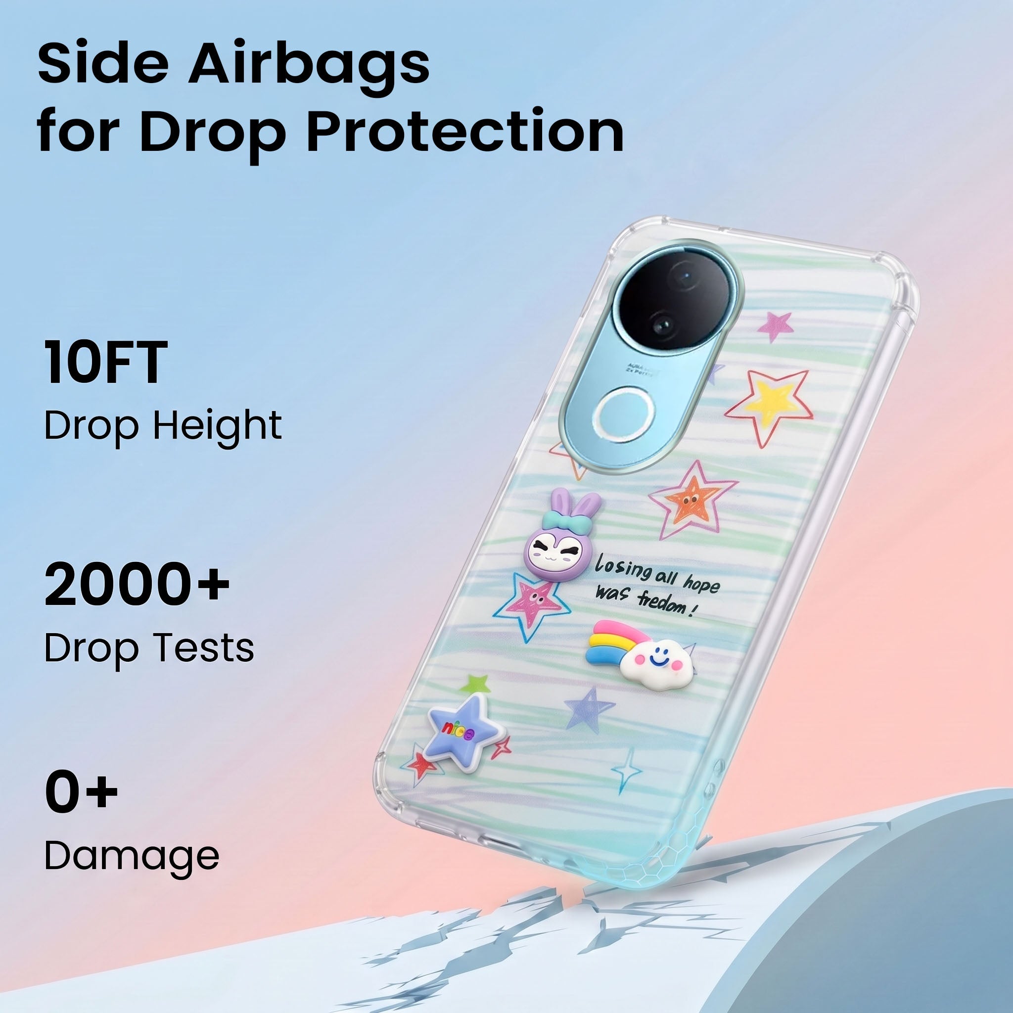 For Vivo iQOO Z10R Back Cover Case (3D Cute Cartoons | Hard Back Side Soft | Matte Premium Finish | HD Printing)