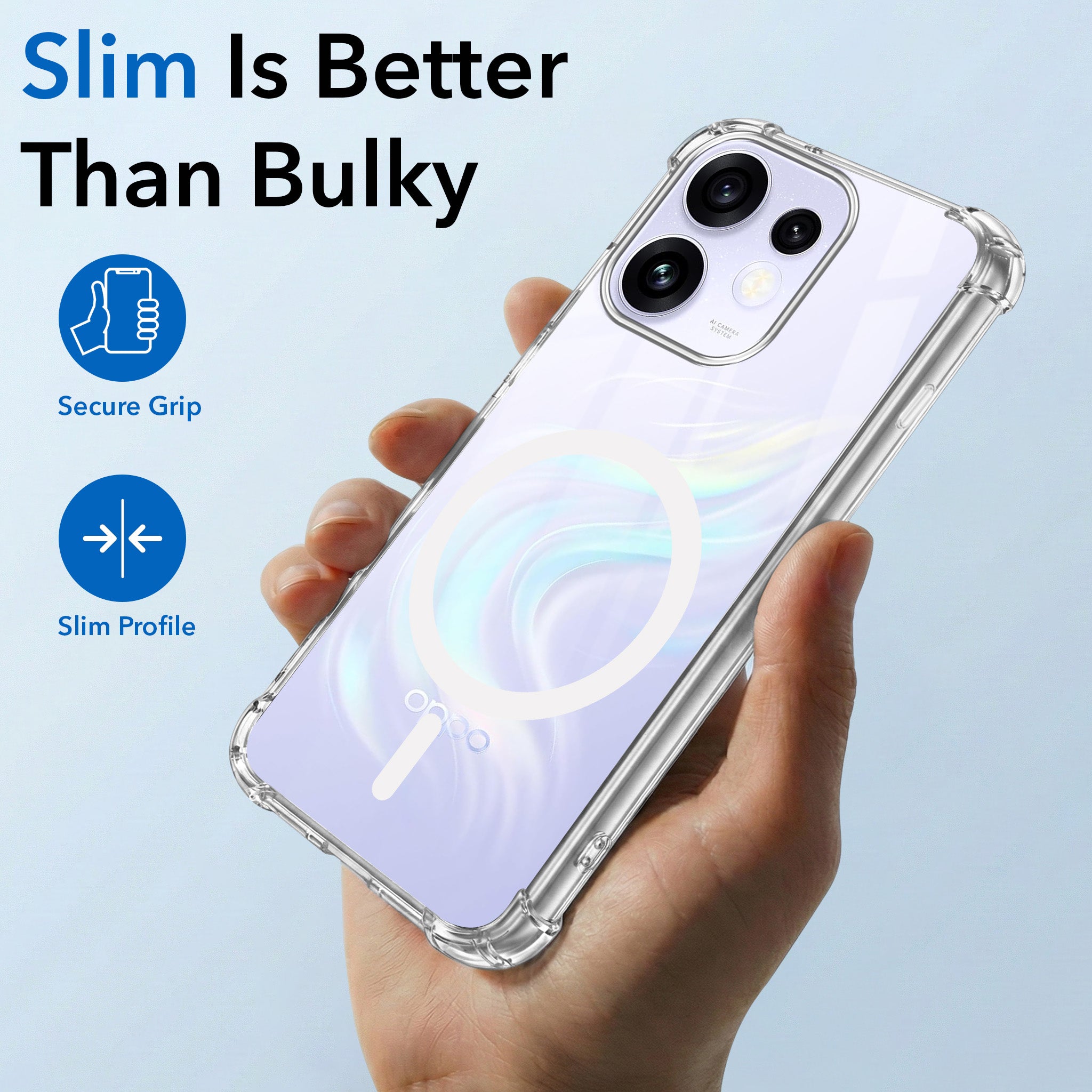 For Oppo Reno 16 Back Cover Shockproof Crystal-Clear (Magsafe Wireless Support | Drop & Camera Protection | Hard Polycarbonate)