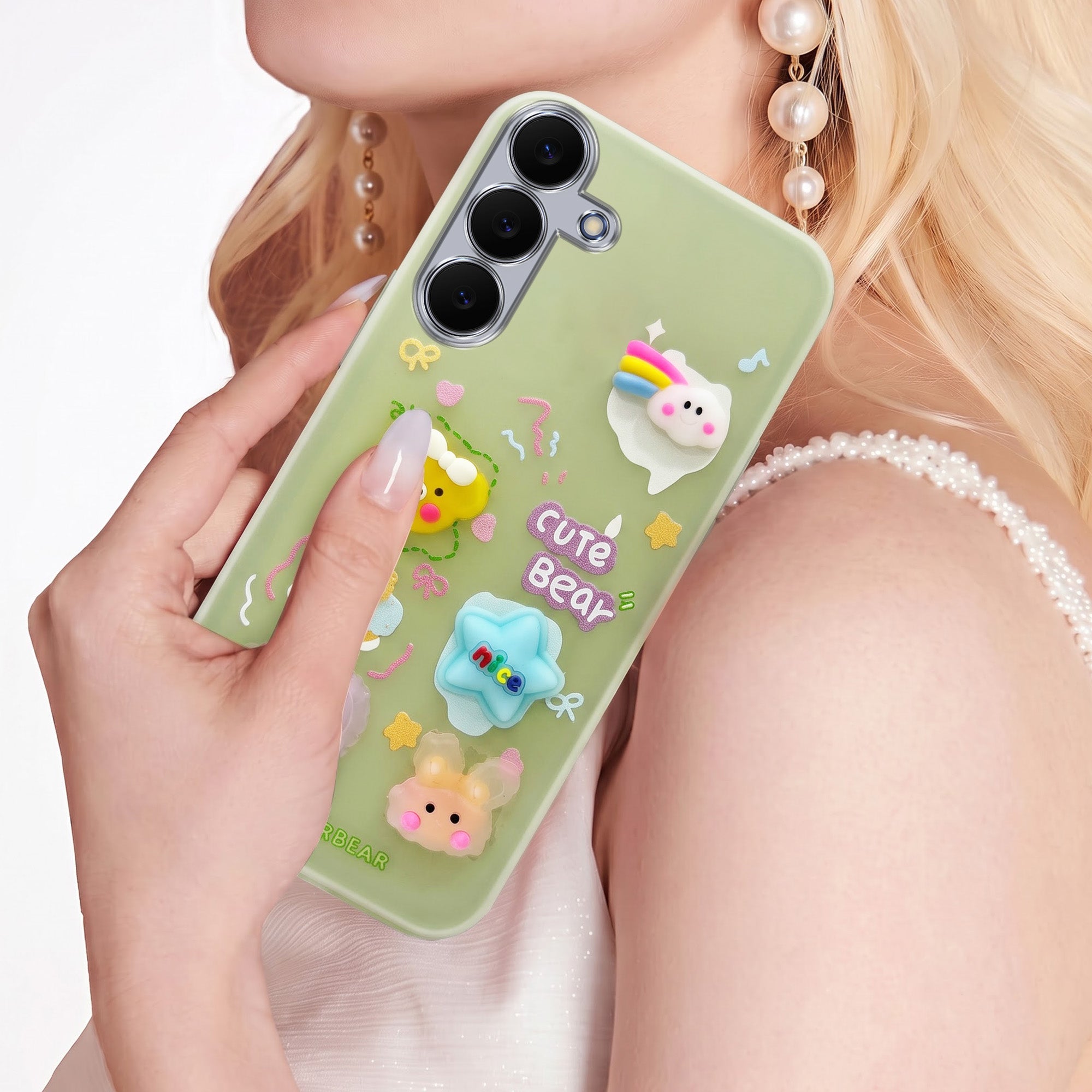 For Samsung Galaxy S25 FE Back Cover Case (3D Cute Cartoons | Hard Back Side Soft | Matte Premium Finish | HD Printing)