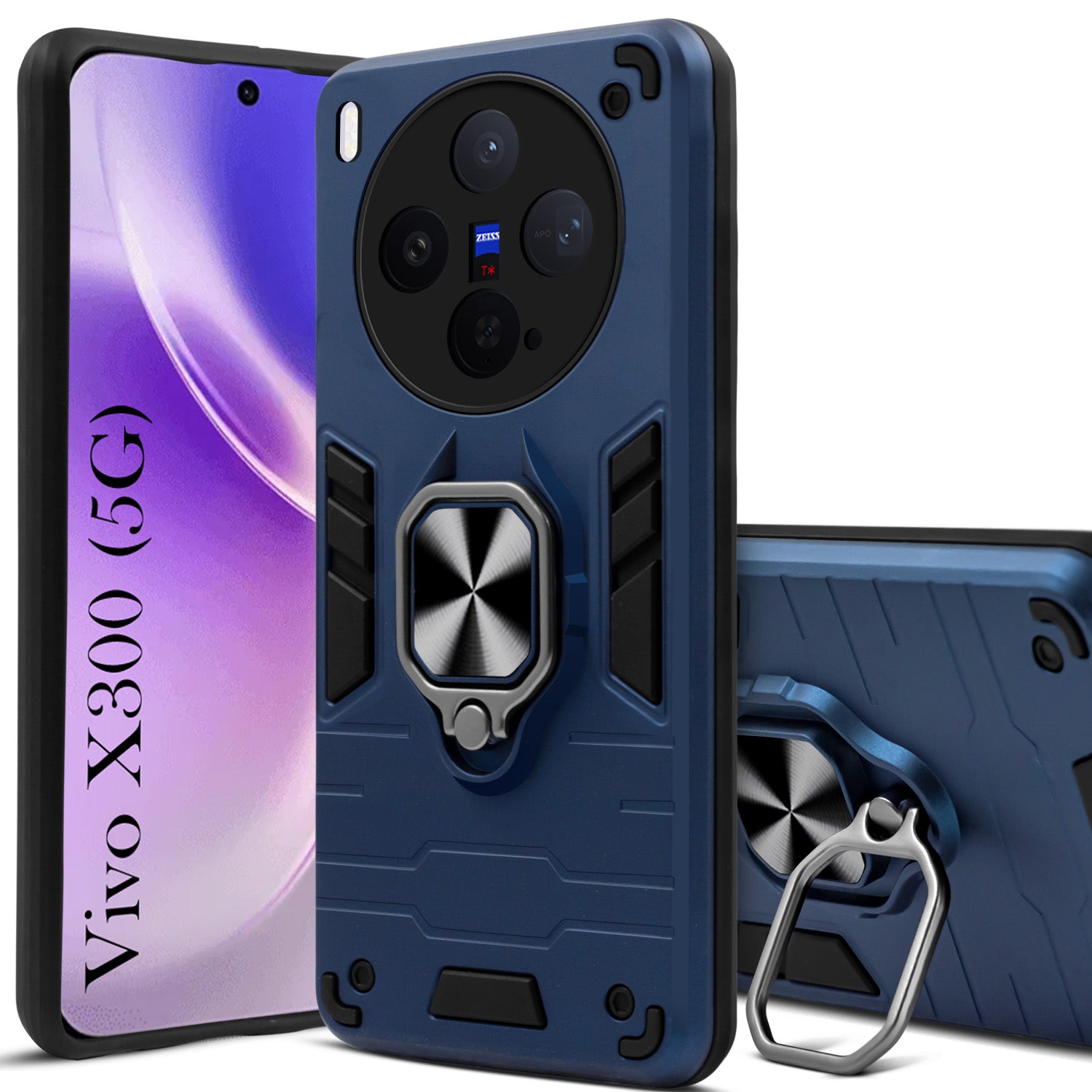 For Vivo X300 5G Back Cover Case Hybrid Armor (Shockproof Dual Layer Polycarbonate |Ring Holder Kickstand)