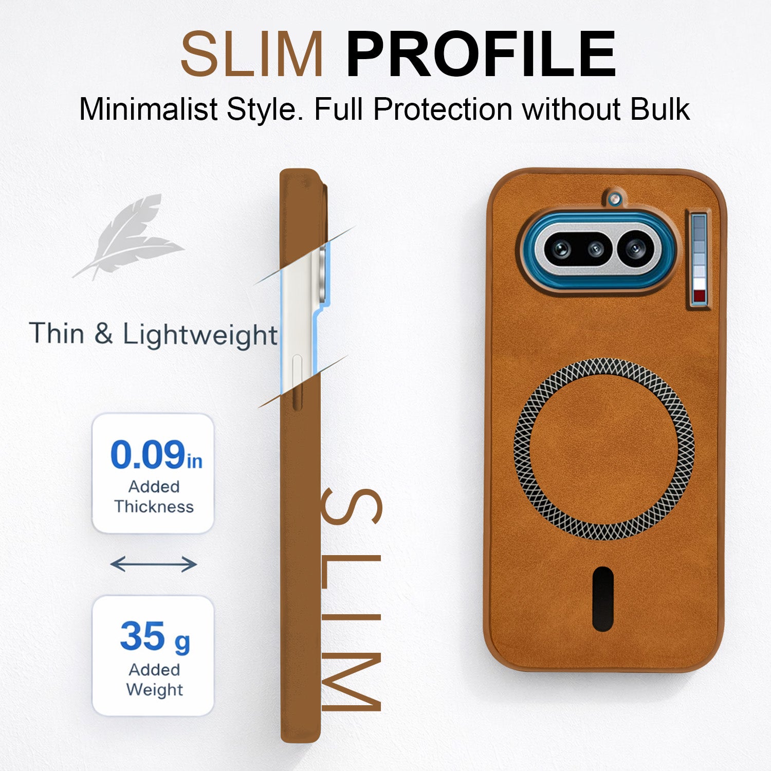 For Nothing Phone 4A 5G Back Cover Case Leather Finish (MagSafe Compatible Wireless Charging | Soft Touch | Camera Bump Protection)