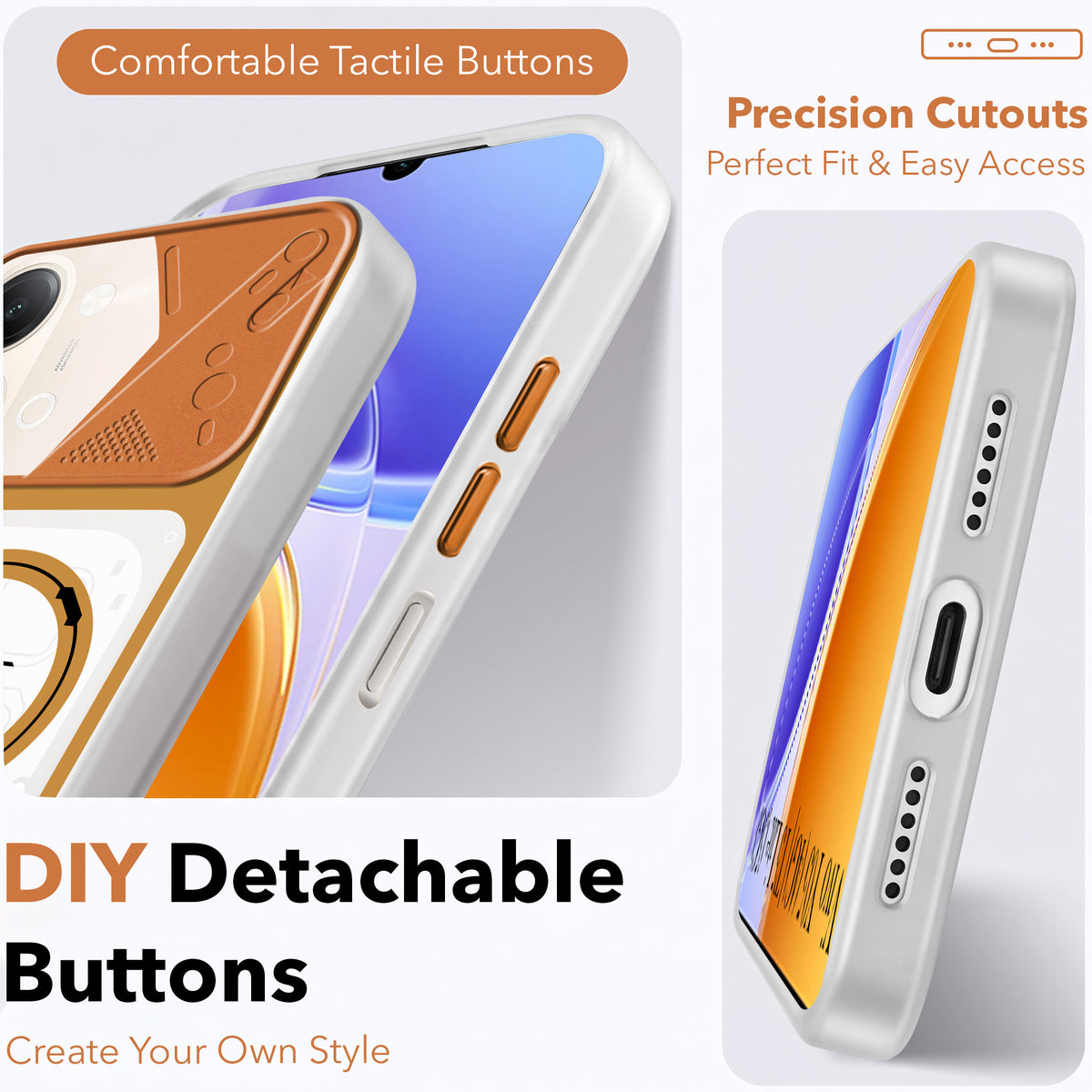 For Vivo Y05 4G | Vivo T5 Lite 5G Metallic Back Cover Case (Metallic Camera Protection & Buttons | Translucent Milky Shade | Hard Polycarbonate)