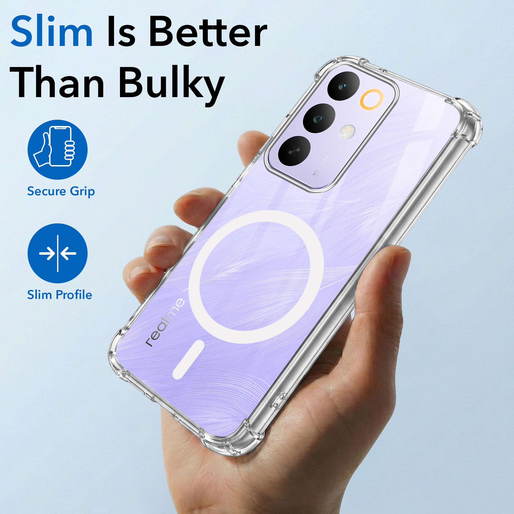For Realme C85 5G | Realme Narzo 90x Back Cover Shockproof Crystal-Clear (Magsafe Wireless Support | Drop & Camera Protection | Hard Polycarbonate)