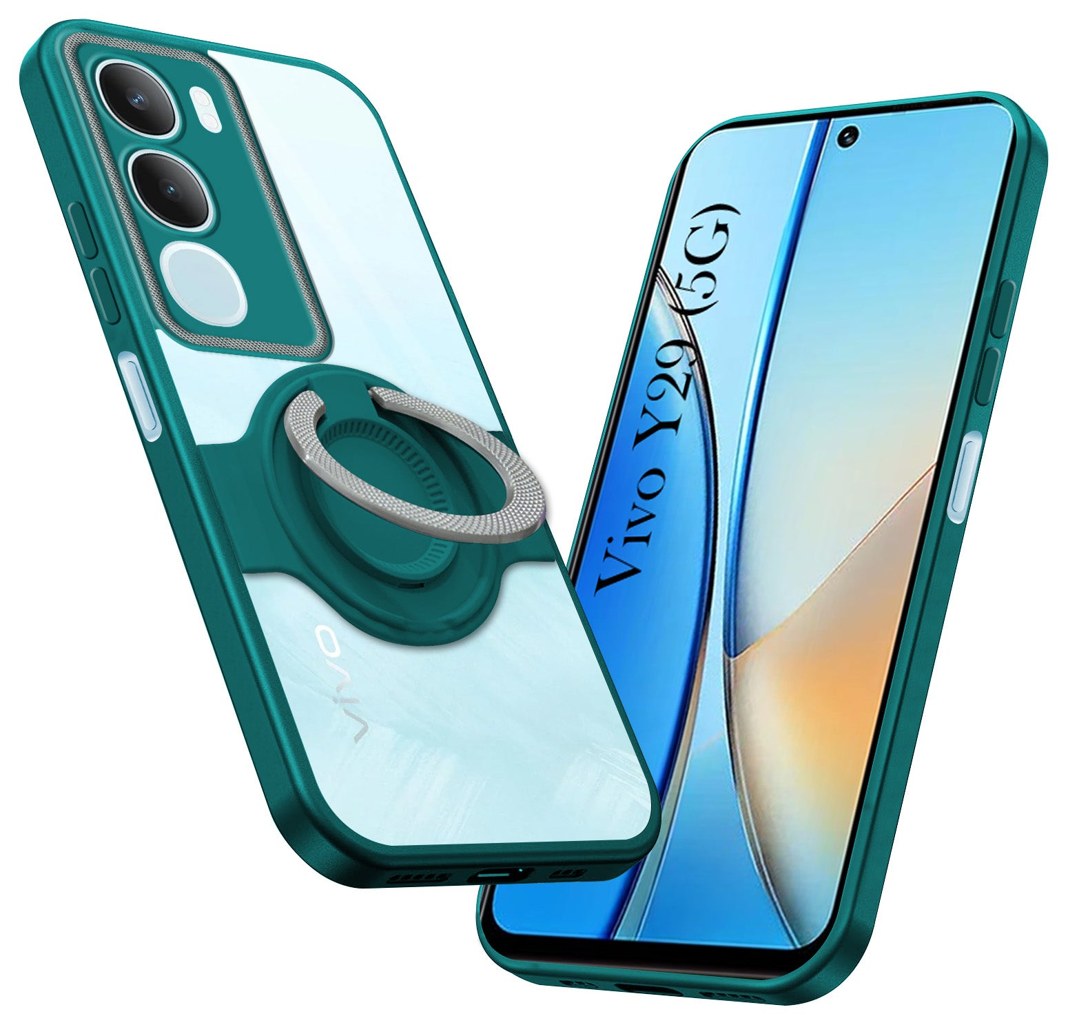 For Vivo Y29 Back Cover Case with stand (Built-in Ring Holder Kickstand | Lifetime Anti Yellow | Camera Protection)