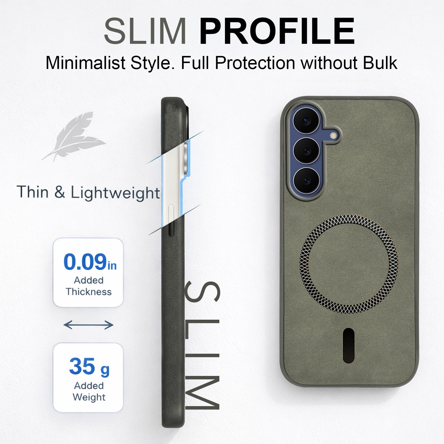 For Samsung Galaxy S25 FE Back Cover Case Leather Finish (MagSafe Compatible Wireless Charging | Soft Touch | Camera Bump Protection)