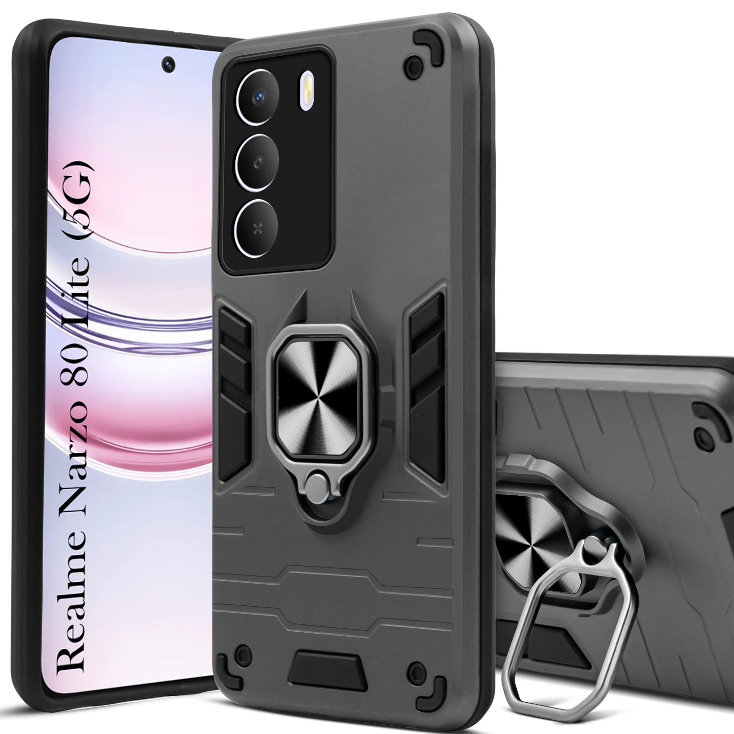 For Realme Narzo 80 Lite 5G Back Cover Case Shockproof Polycarbonate Dual Layer Hybrid Armor)