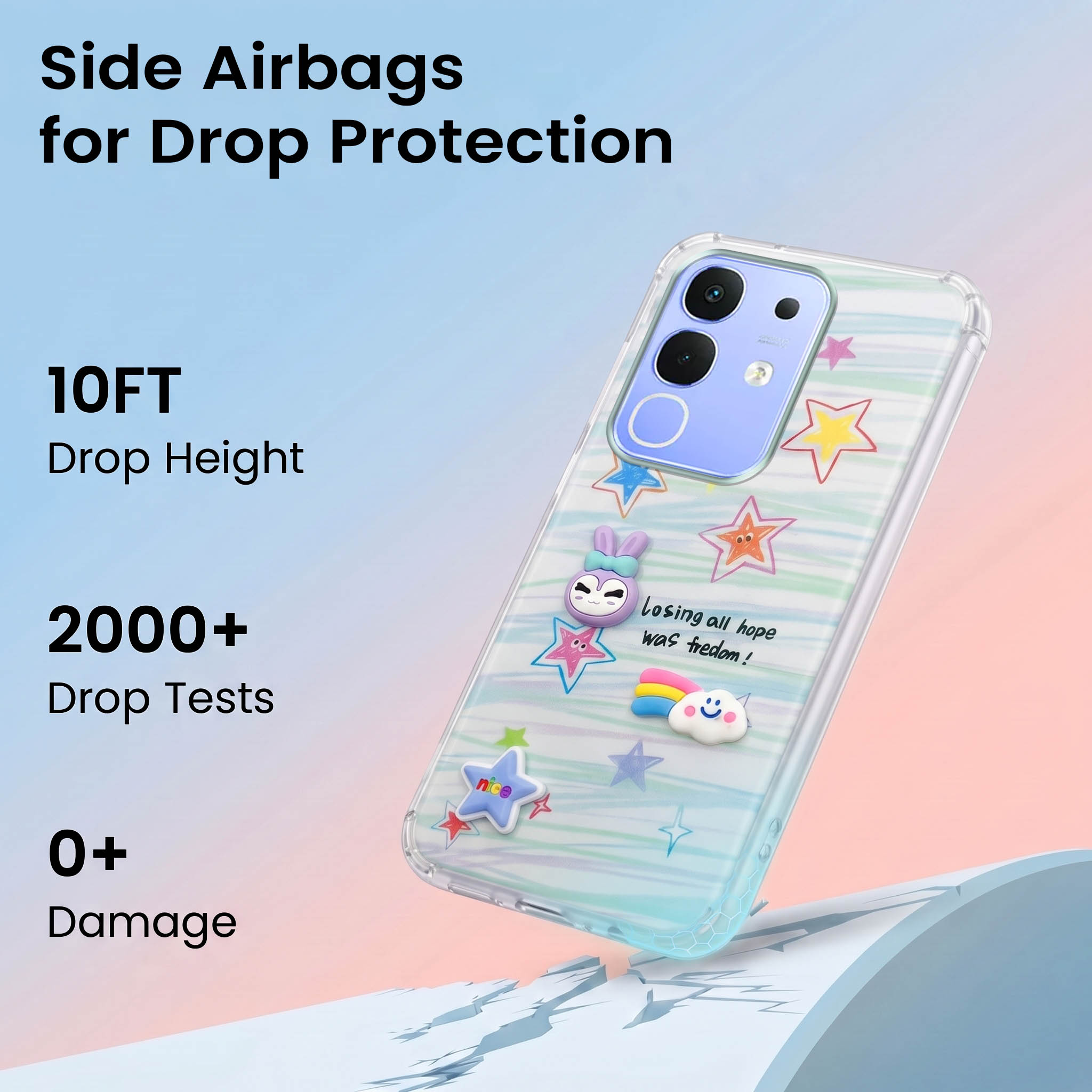 For Vivo iQOO Z10x Back Cover Case (3D Cute Cartoons | Hard Back Side Soft | Matte Premium Finish | HD Printing)