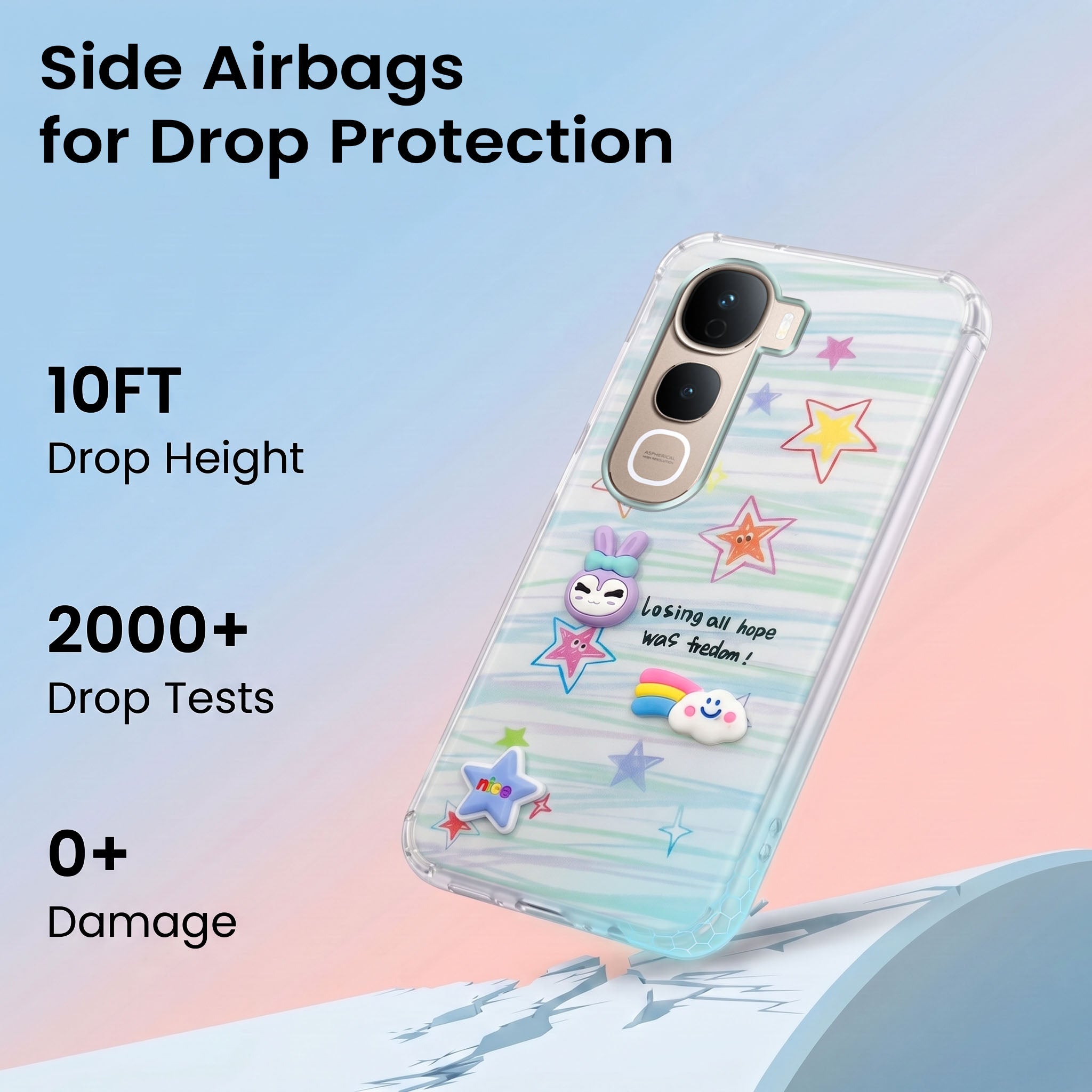 For Vivo Y400 Pro Back Cover Case (3D Cute Cartoons | Hard Back Side Soft | Matte Premium Finish | HD Printing)