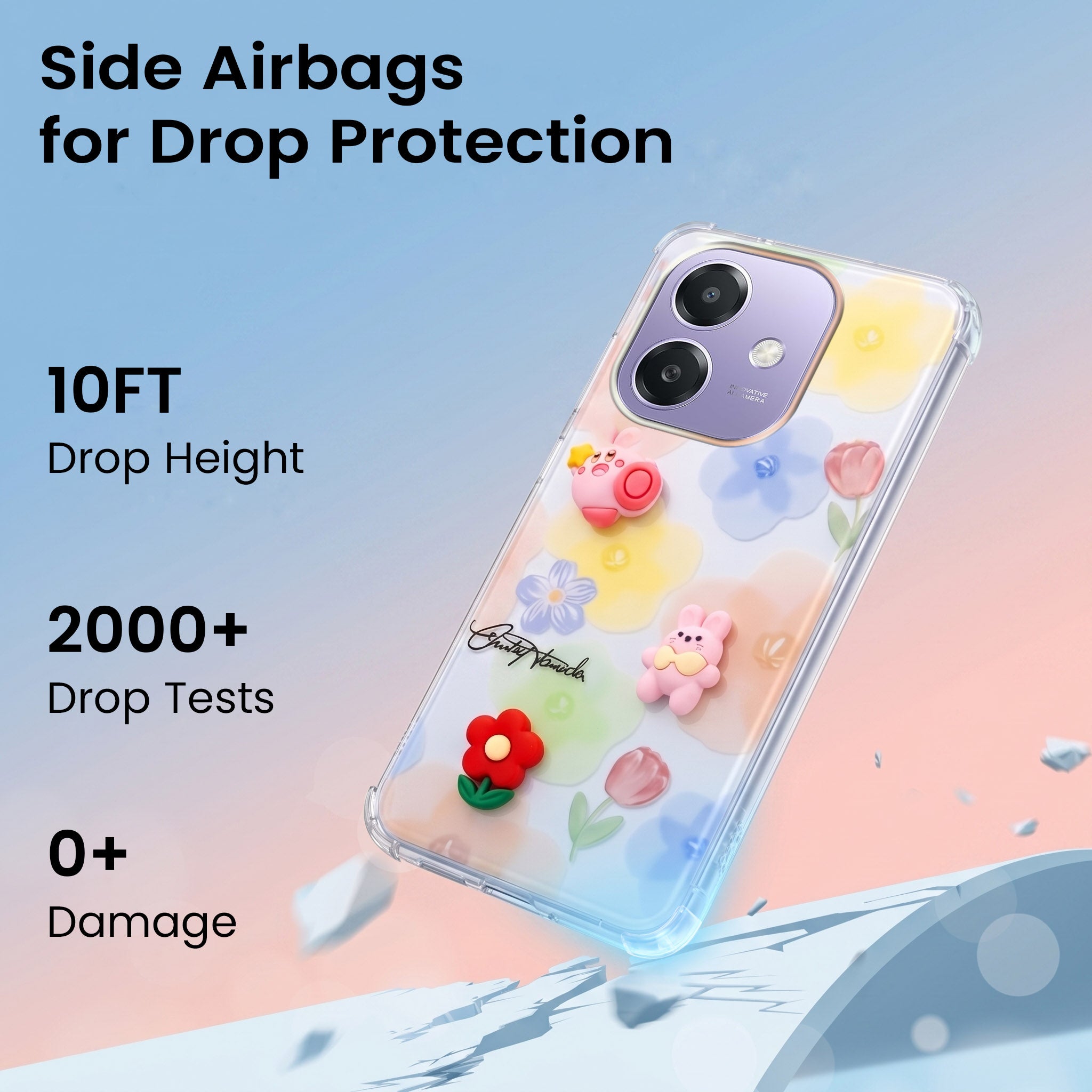 For Oppo A3X (4G/5G) | Oppo A3 5G Back Cover Case (3D Cute Cartoons | Hard Back Side Soft | Matte Premium Finish | HD Printing)