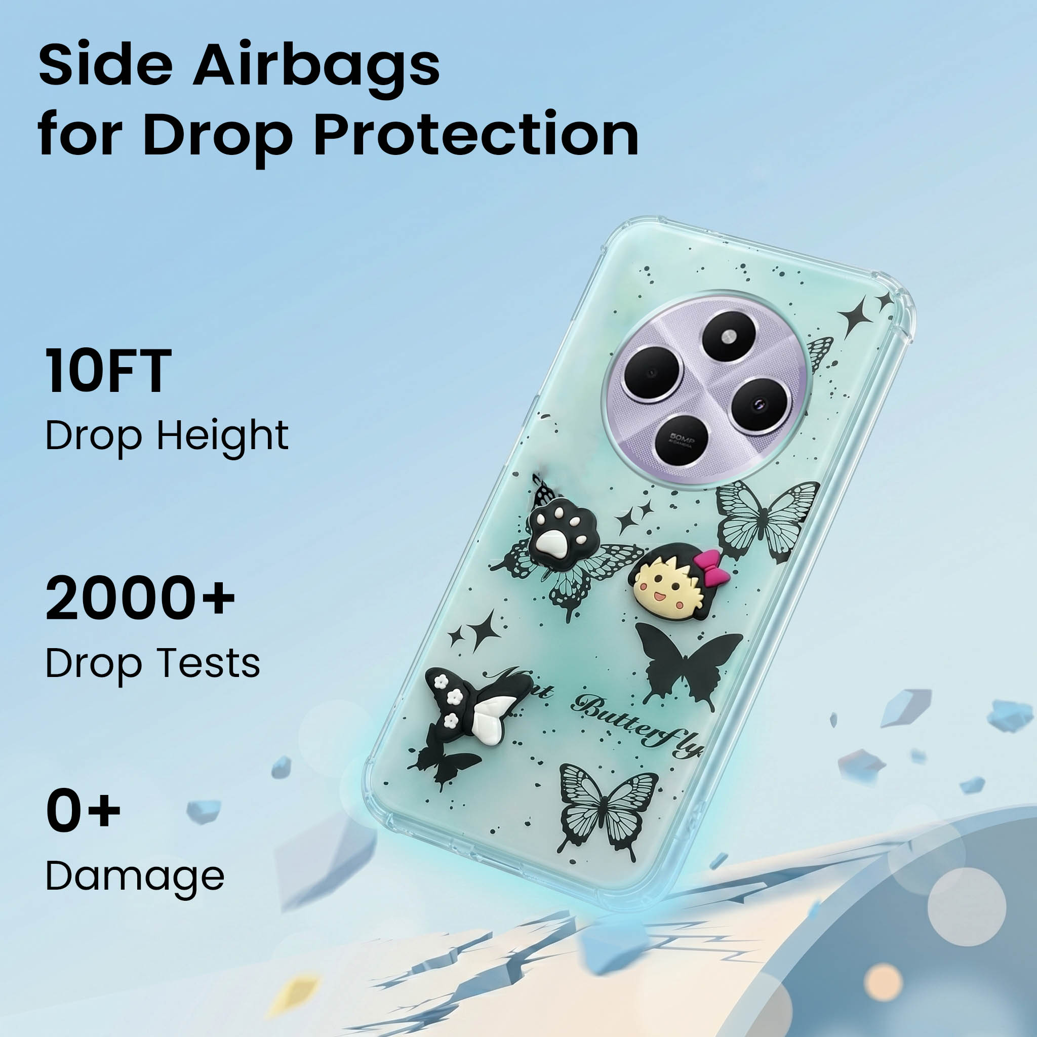 For Redmi A4 5G | Xiaomi Redmi 14C Back Cover Case (3D Cute Cartoons | Hard Back Side Soft | Matte Premium Finish | HD Printing)