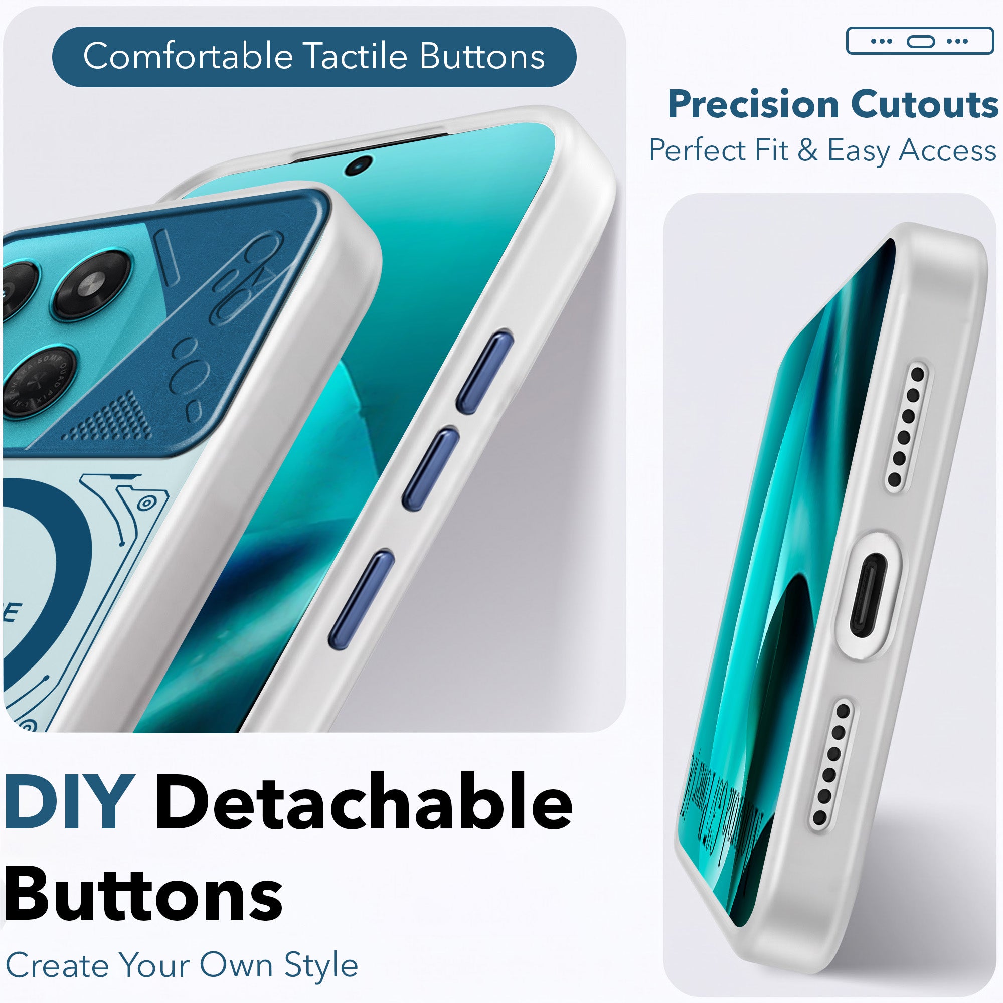 For Motorola Moto G37 Power Metallic Back Cover Case (Metallic Camera Protection & Buttons | Translucent Milky Shade | Hard Polycarbonate)