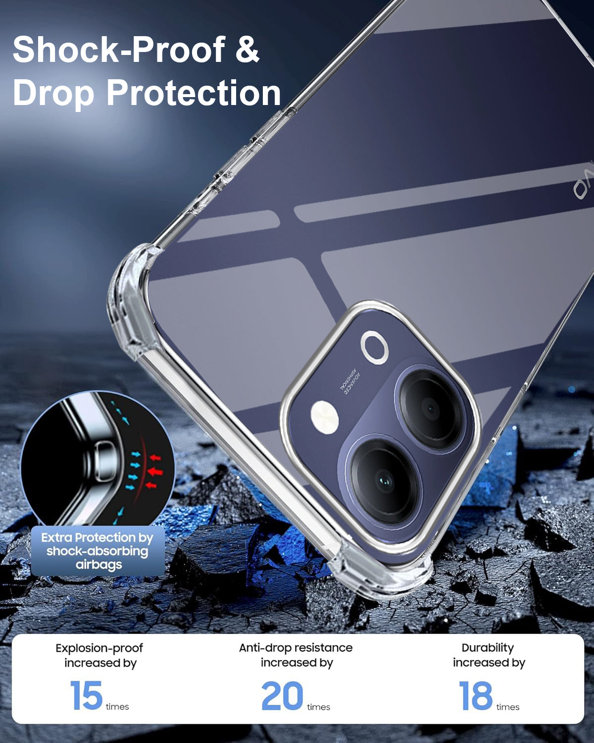 For Vivo Y05 (4G) | Vivo T5 Lite (5G) Back Cover Shockproof Crystal-Clear (Drop & Camera Protection | Hard Polycarbonate)