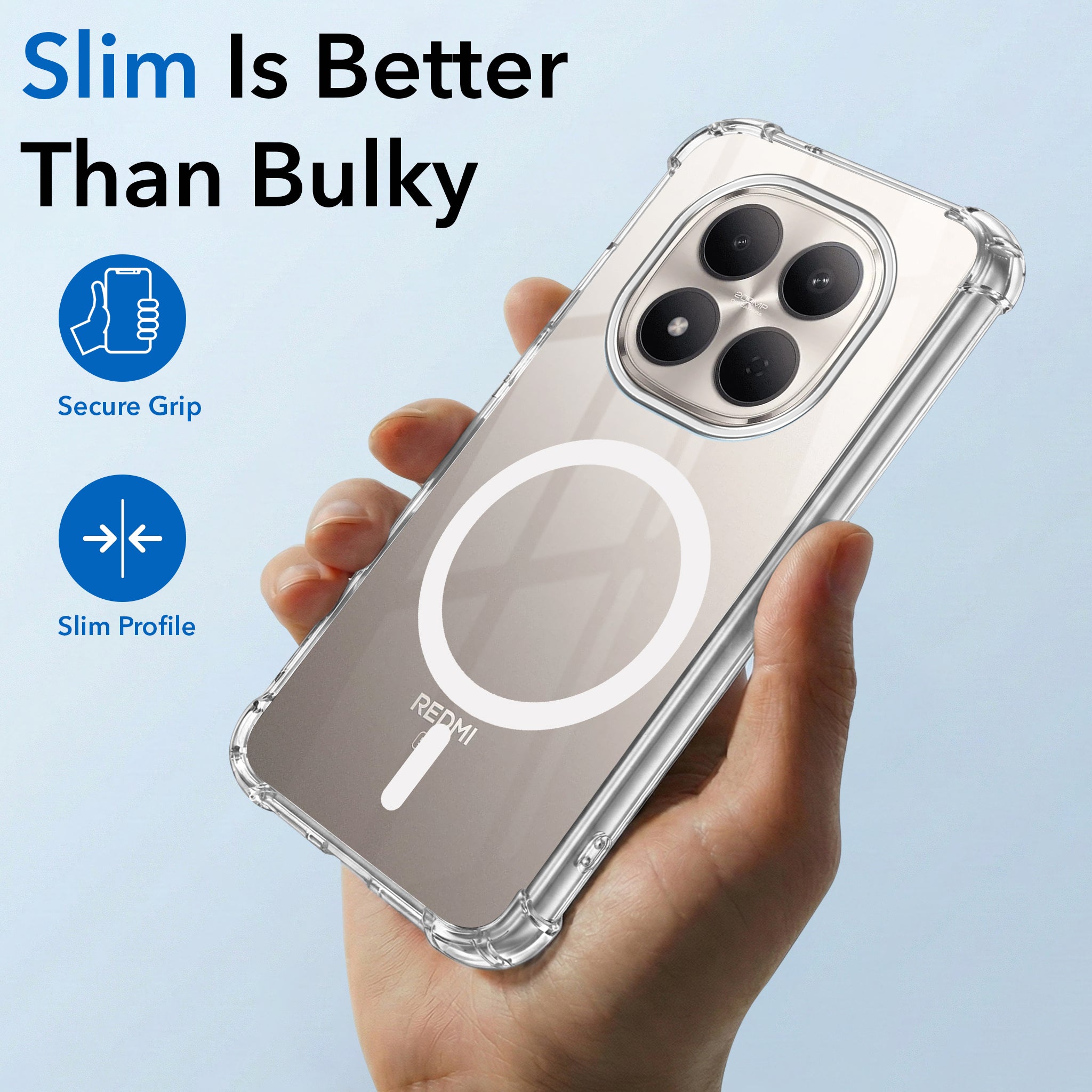 For Xiaomi Redmi Note 15 Pro 5G Back Cover Shockproof Crystal-Clear (Magsafe Wireless Support | Drop & Camera Protection | Hard Polycarbonate)