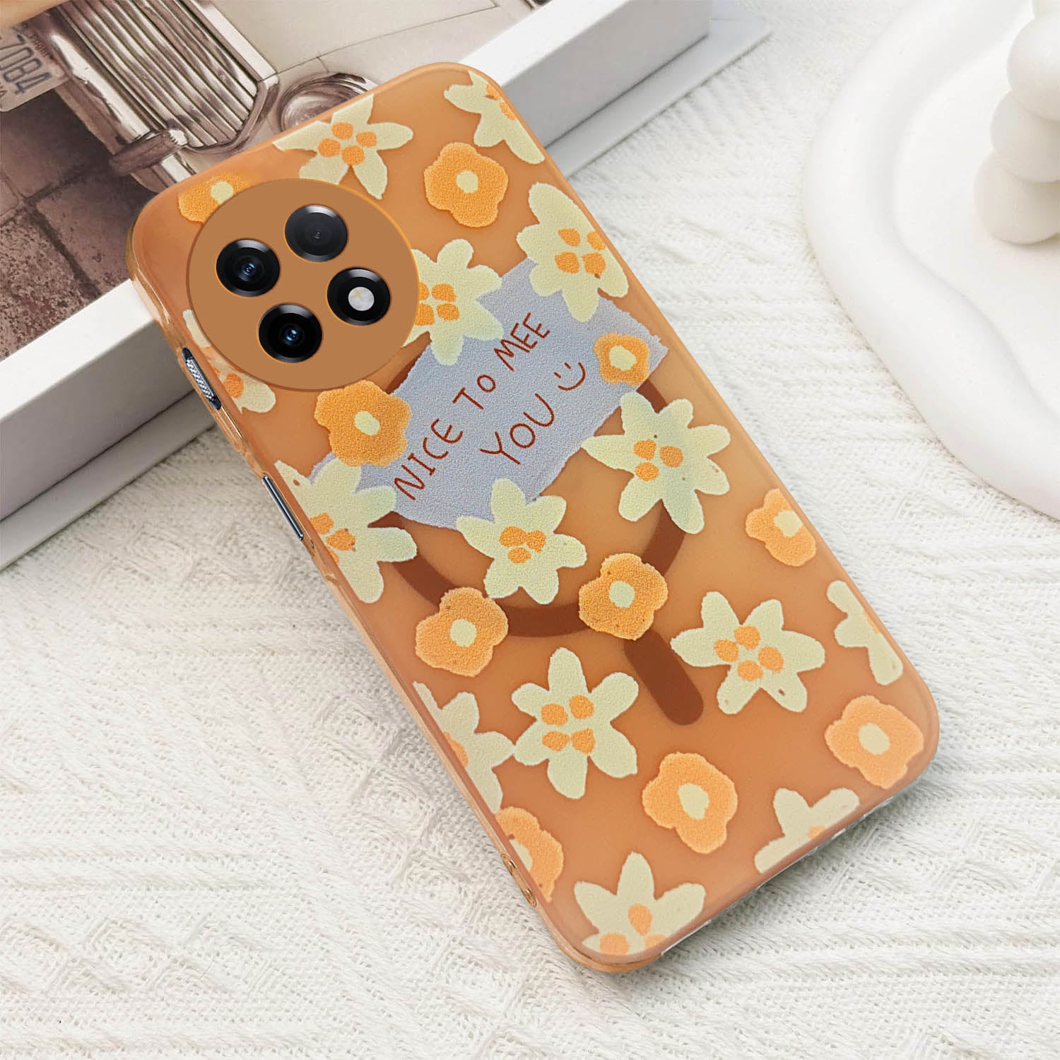 For OnePlus 11R Back Cover Case (Cute Floral Design | Flower Print for Girls | MagSafe Compatible Wireless Charging)