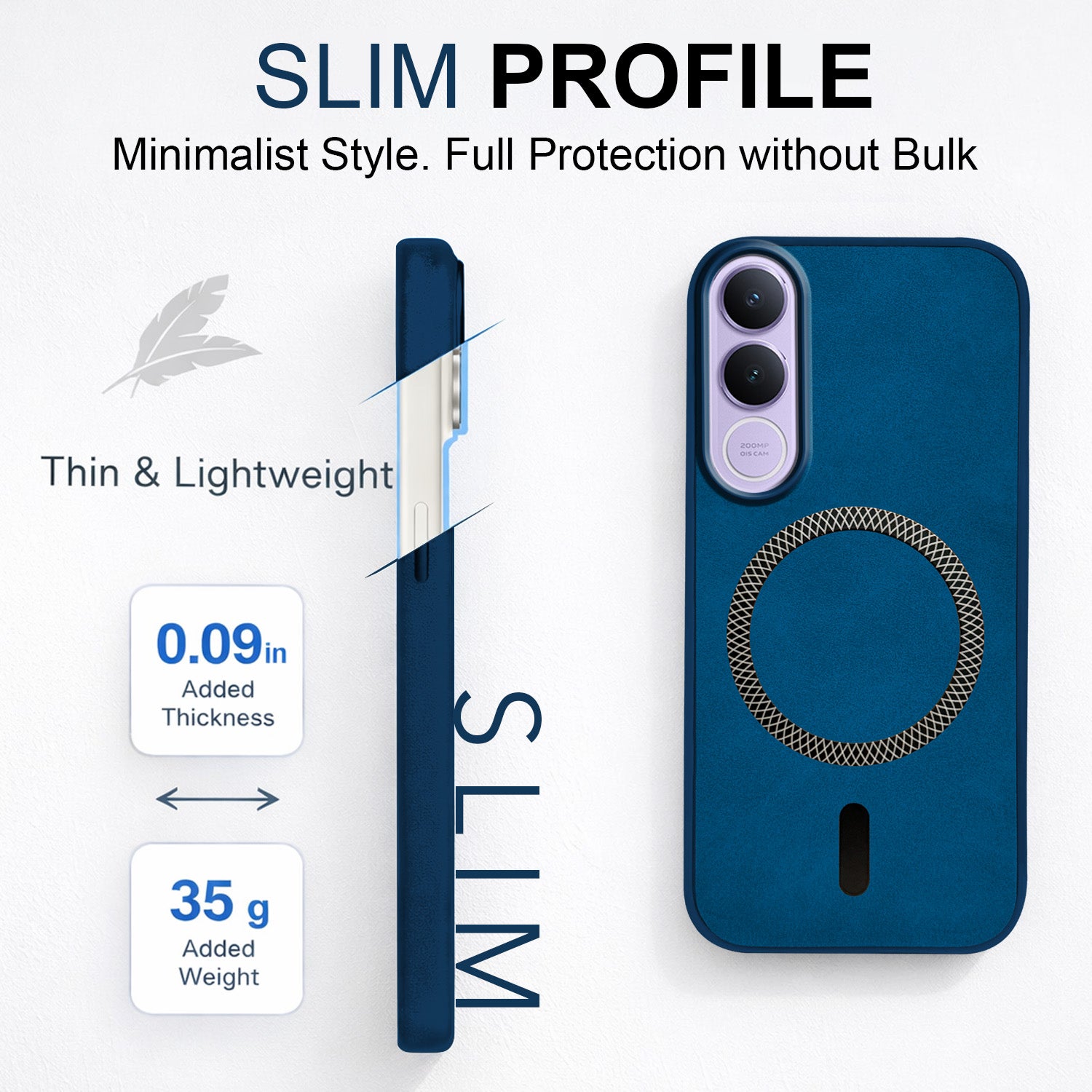 For Vivo V70 FE 5G Back Cover Case Leather Finish (MagSafe Compatible Wireless Charging | Soft Touch | Camera Bump Protection)