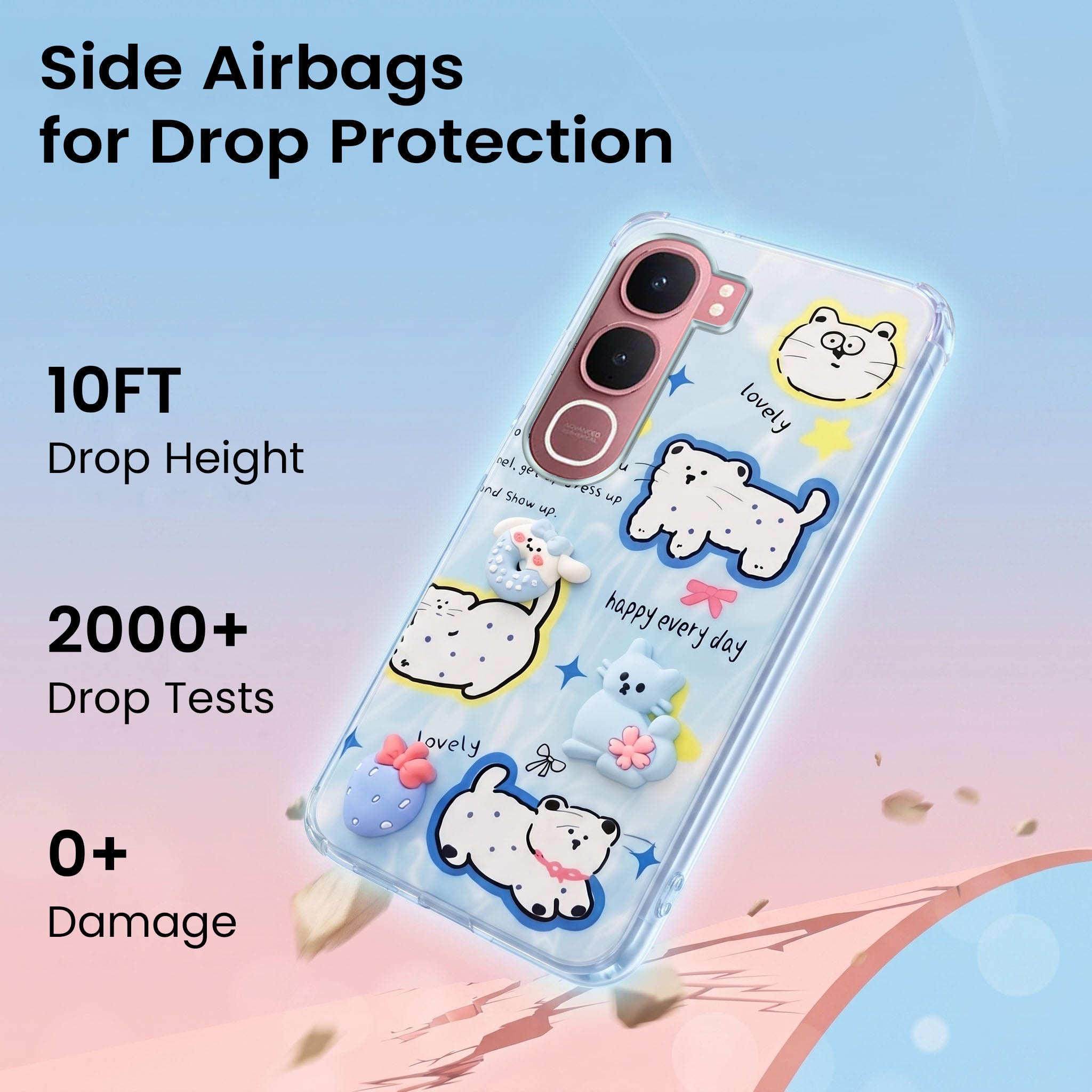 For Vivo Y31 5G Back Cover Case (3D Cute Cartoons | Hard Back Side Soft | Matte Premium Finish | HD Printing)