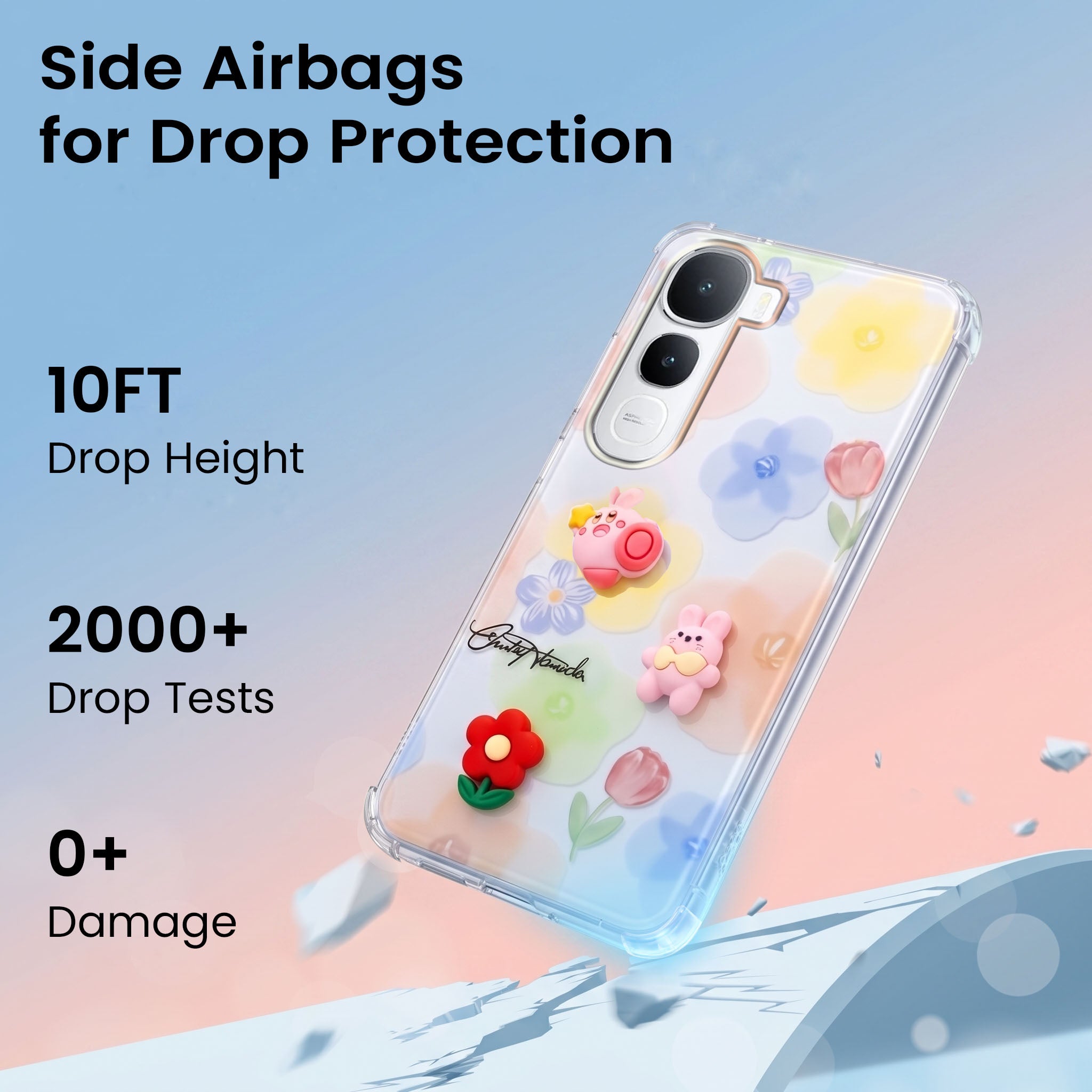 For Vivo Y400 Back Cover Case (3D Cute Cartoons | Hard Back Side Soft | Matte Premium Finish | HD Printing)