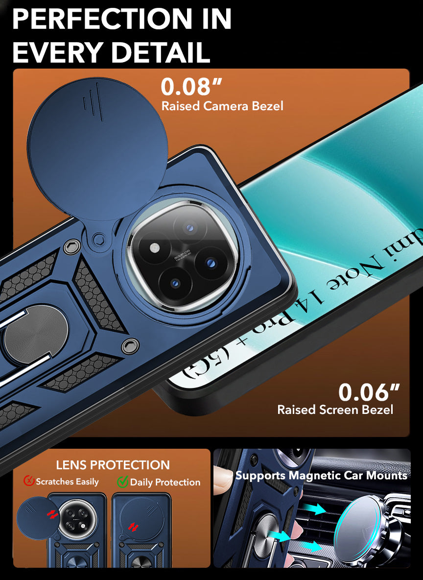 For Redmi Note 14 Pro Plus Back Cover Case (Hybrid Dual Armor Polycarbonate)