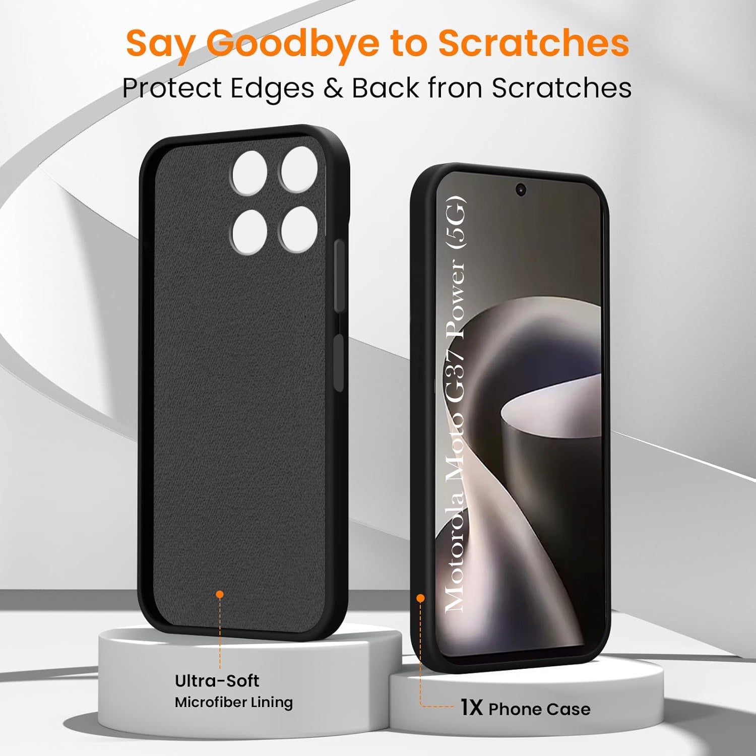 For Motorola Moto G37 Power Back Cover Case Rubberised (Textured Grip Design| Micro-Fiber Cloth Inside | Slim and Light Weight | Soft Touch and Feel)