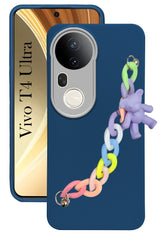 For  Vivo T4 Ultra Back Cover Case (Wrist Hanging Chain | Teddy Bracelet Charms | Dual Color Matte Finish | Full Camera Protection | Sleek and Professional)