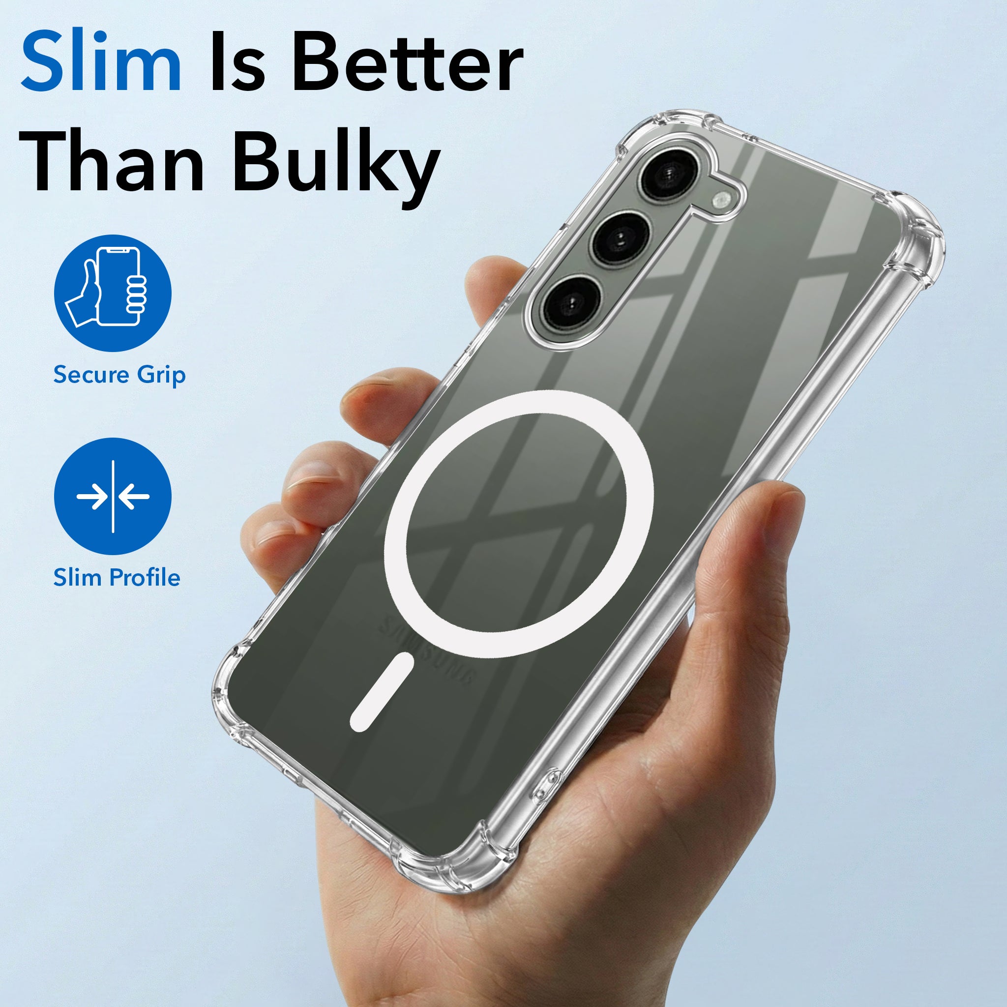 For Samsung Galaxy S23 5G Back Cover Shockproof Crystal-Clear (Magsafe Wireless Support | Drop & Camera Protection | Hard Polycarbonate)