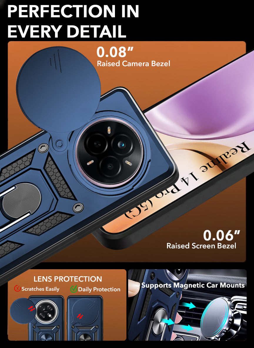 For Realme 14 Pro Back Cover Case (Hybrid Dual Armor Polycarbonate)