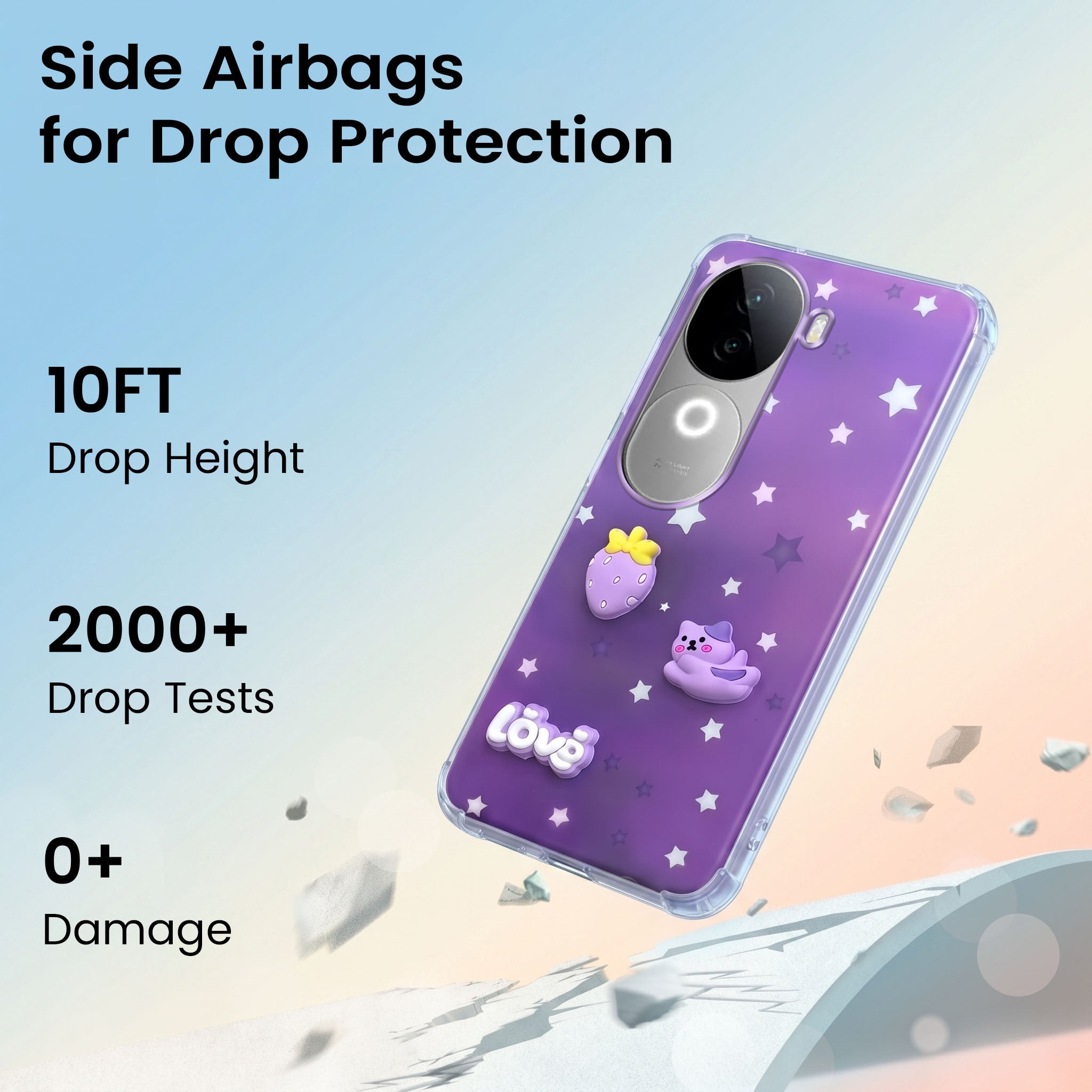 For Vivo iQOO Z9s Back Cover Case (3D Cute Cartoons | Hard Back Side Soft | Matte Premium Finish | HD Printing)