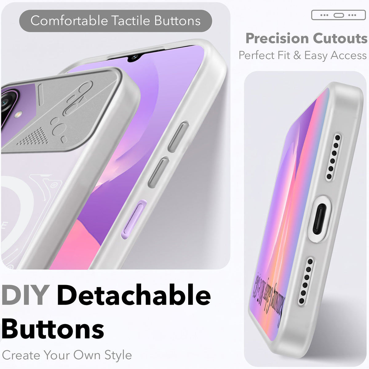 For Samsung Galaxy M17e Metallic Back Cover Case (Metallic Camera Protection & Buttons | Translucent Milky Shade | Hard Polycarbonate)