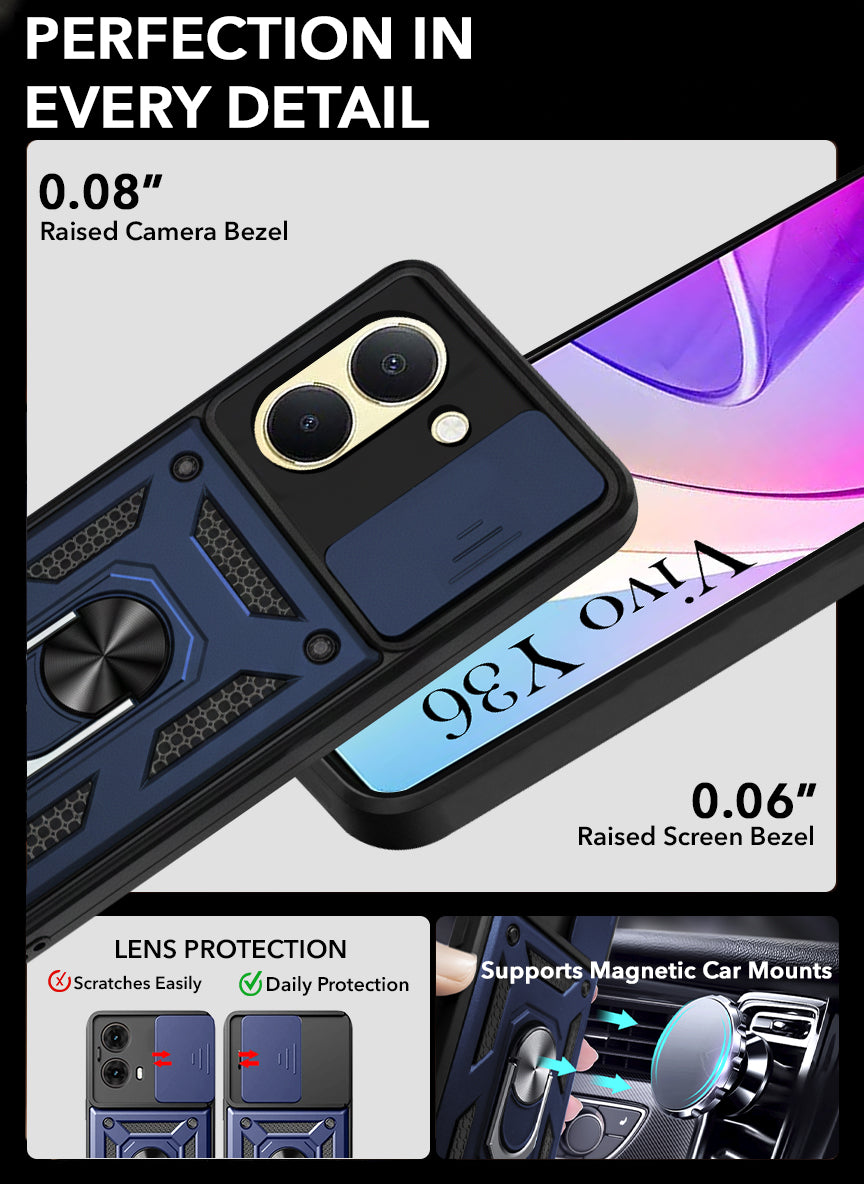 For Vivo Y36 Back Cover Case (Hybrid Dual Armor Polycarbonate)