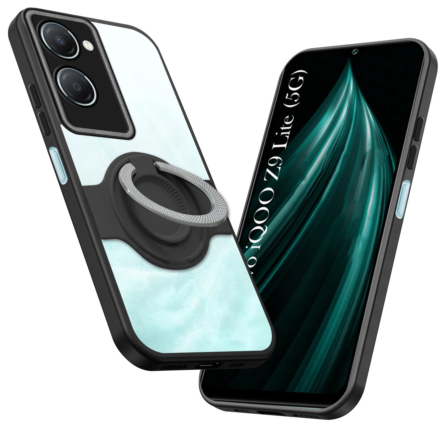 For Vivo iQOO Z9 Lite Back Cover Case with stand (Built-in Ring Holder Kickstand | Lifetime Anti Yellow | Camera Protection)