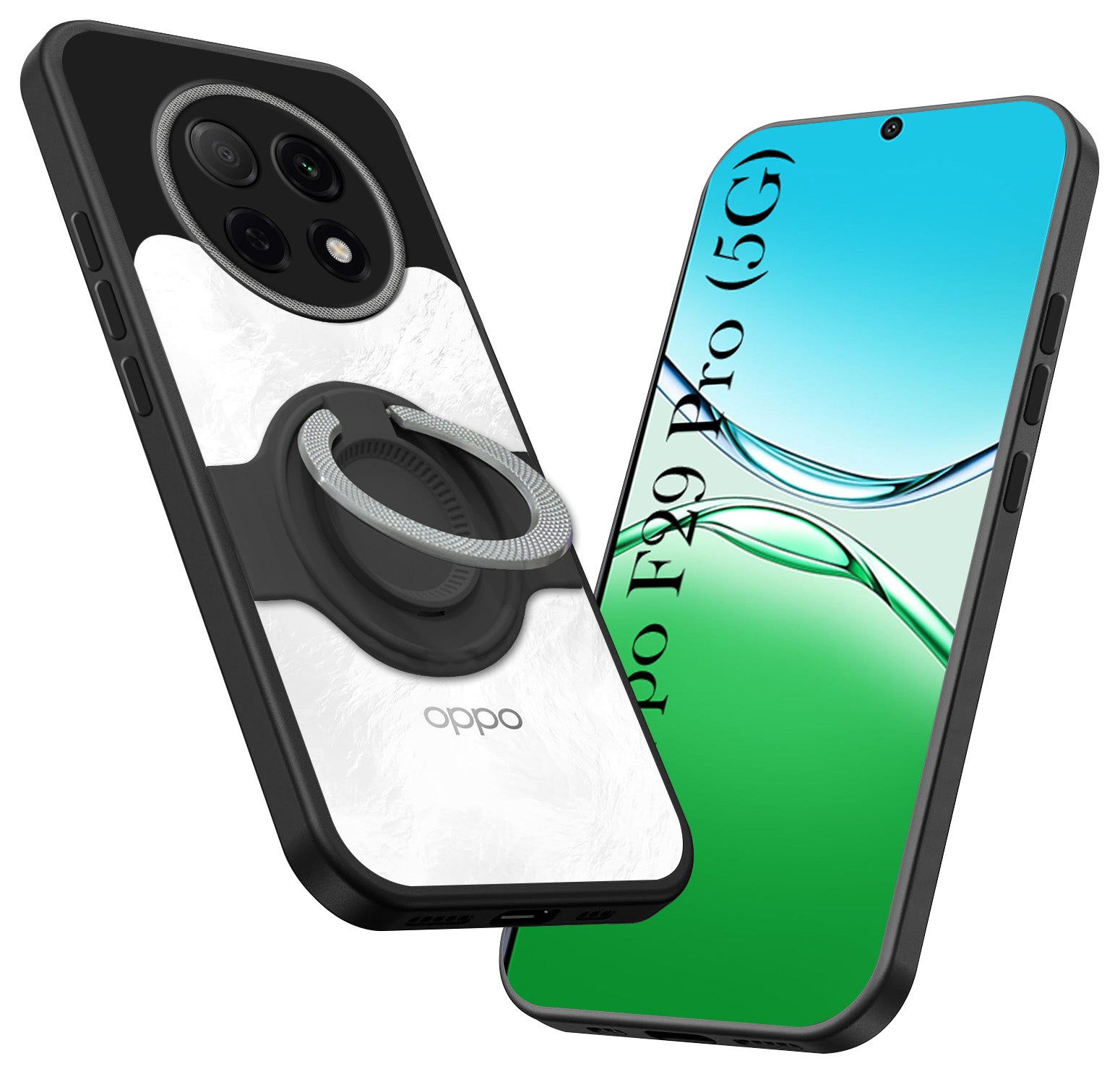 For Oppo F29 Pro Back Cover Case with stand (Built-in Ring Holder Kickstand | Lifetime Anti Yellow | Camera Protection)