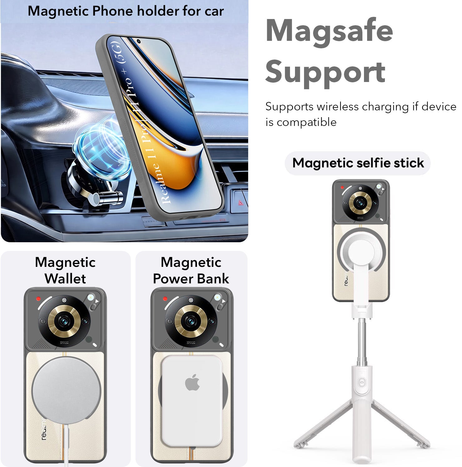 For Realme 11 Pro 5G | Realme 11 Pro Plus 5G Back Cover Case Lifetime Anti-Yellow Clear (Camera Protection | Side Grip | Wireless MagSafe Compatible)