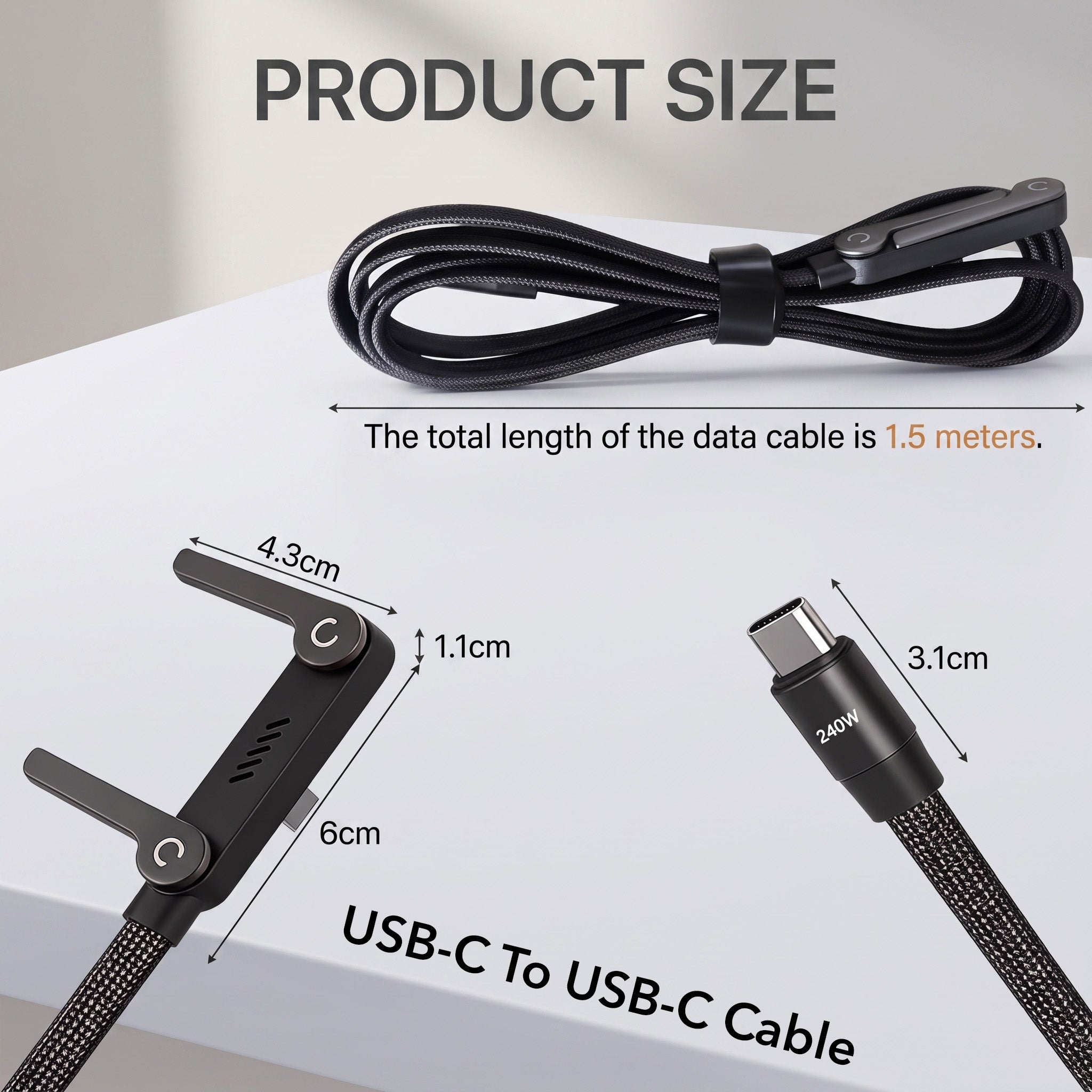 120W 2 in 1 USB-C Fast Charging Cable with Built-in Foldable Phone Stand