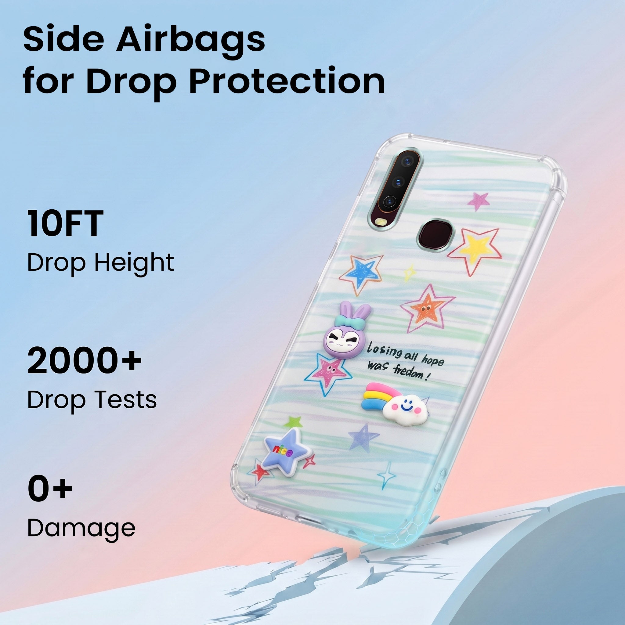 For Vivo Y12 | Y15 | Y17 Back Cover Case (3D Cute Cartoons | Hard Back Side Soft | Matte Premium Finish | HD Printing)