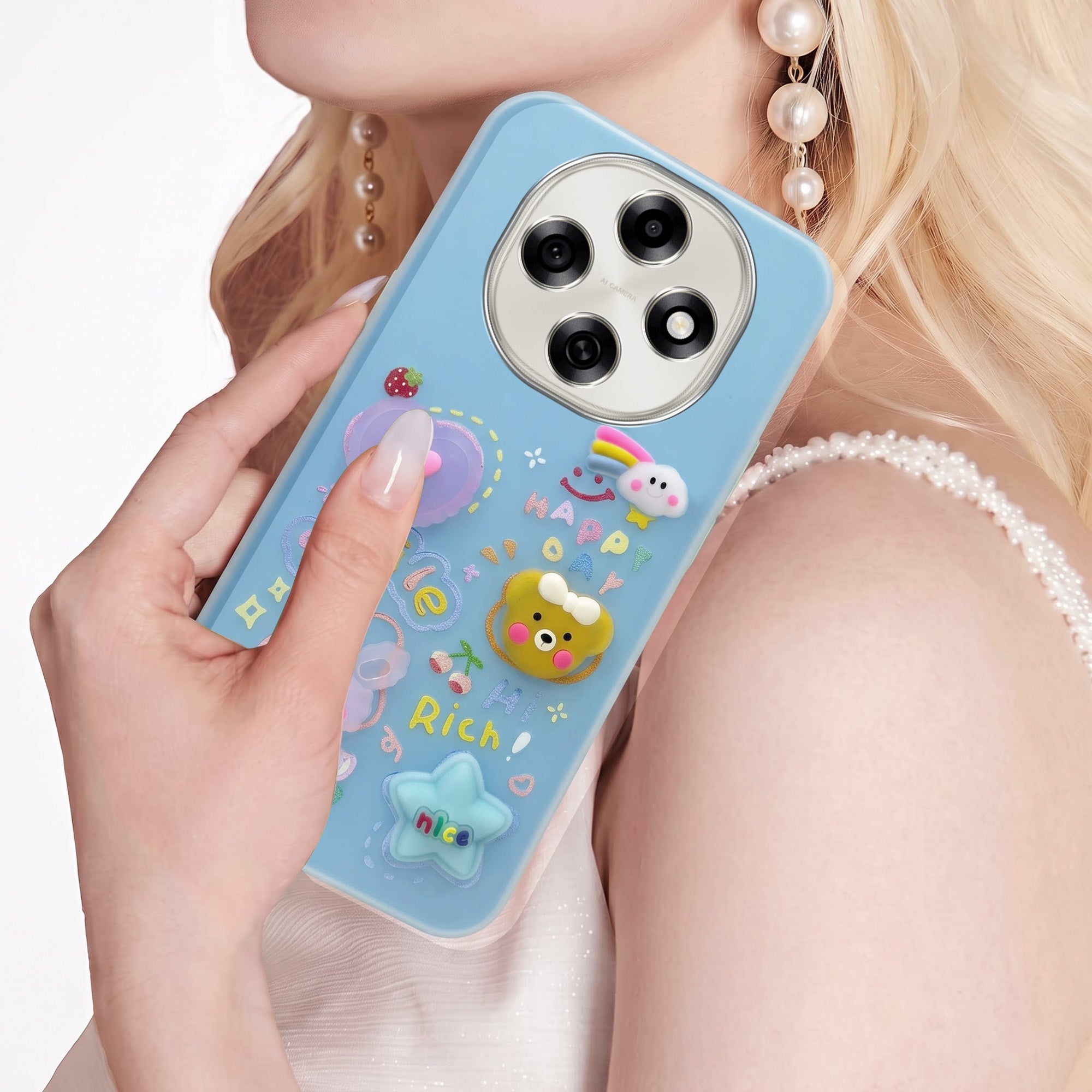 For Oppo F31 Pro Back Cover Case (3D Cute Cartoons | Hard Back Side Soft | Matte Premium Finish | HD Printing)