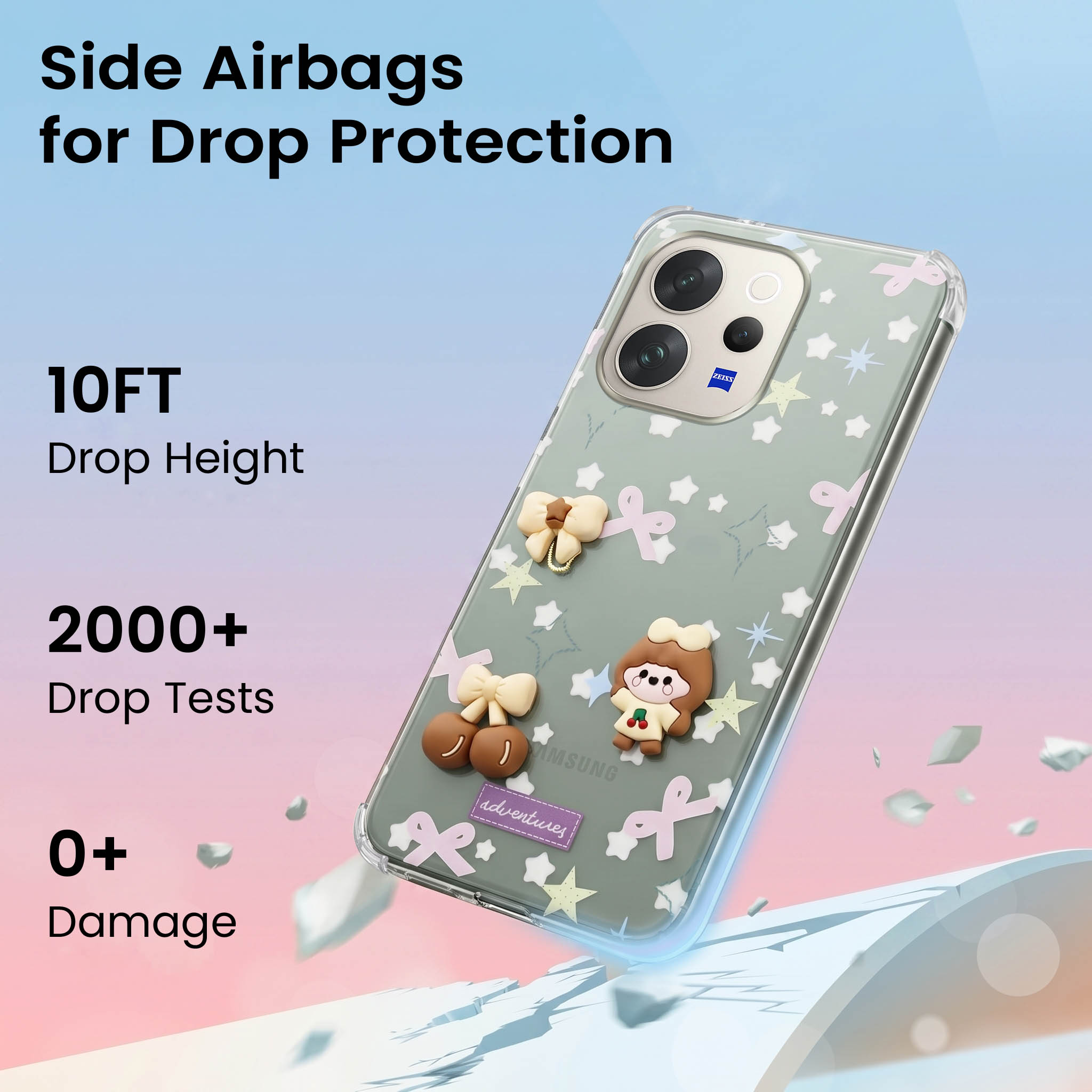 For Vivo V70 | Vivo V70 Elite 5G Back Cover Case (3D Cute Cartoons | Hard Back Side Soft | Matte Premium Finish | HD Printing)