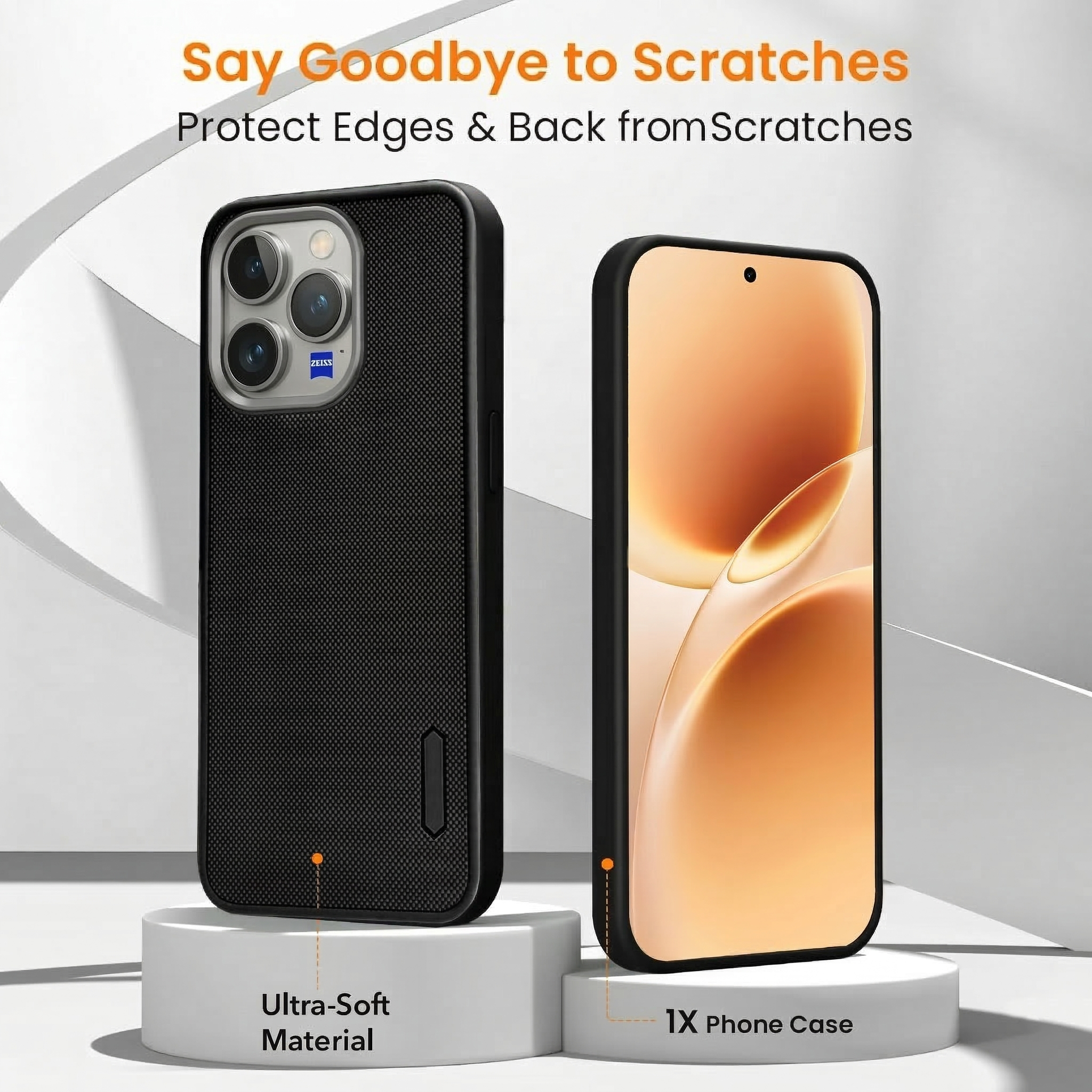 Textured Grip Design Slim and Light Weight Soft Touch and Feel Cases With Glass.
