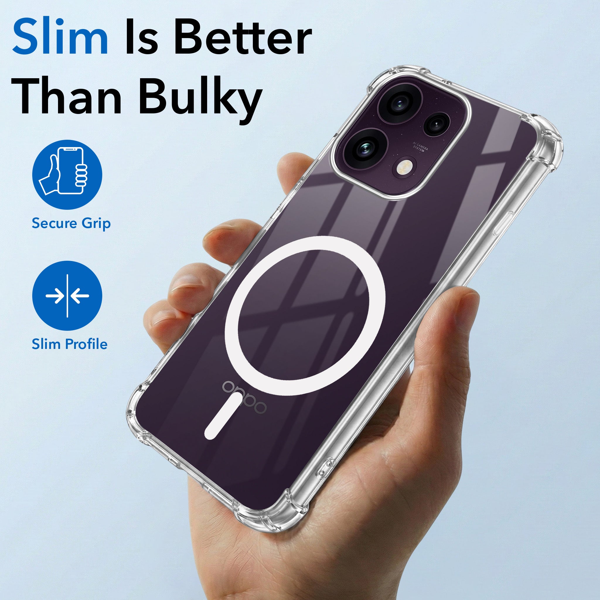 For Oppo Reno 16C 5G Back Cover Shockproof Crystal-Clear (Magsafe Wireless Support | Drop & Camera Protection | Hard Polycarbonate)