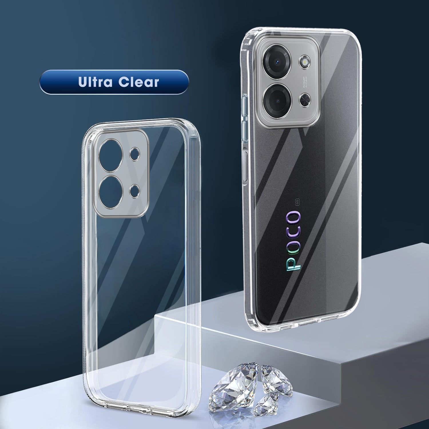 For Poco C85 5G Back Cover Case Silicone (Clear Shockproof Case with Camera Protection | Soft and Flexible | Transparent)