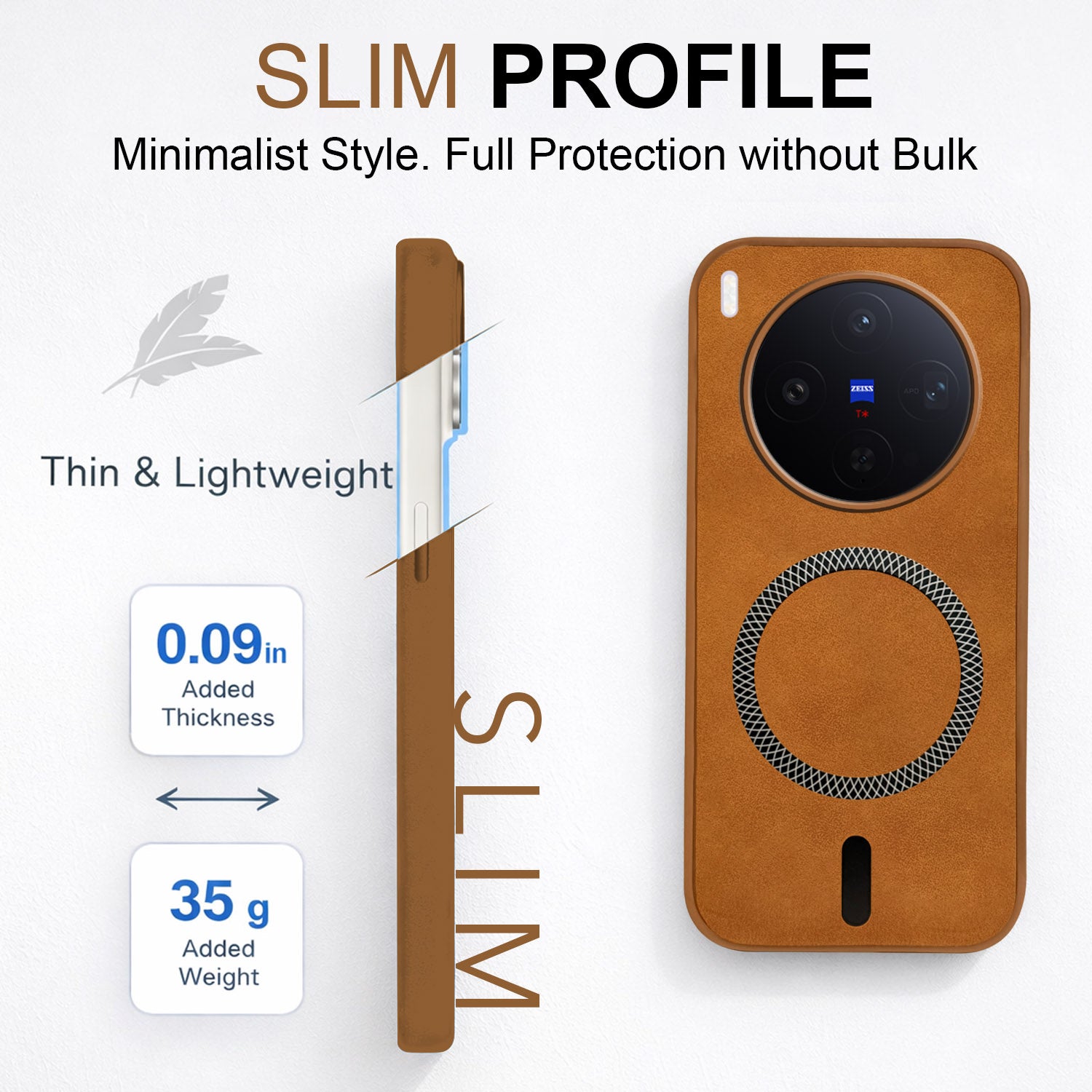 For Vivo X300 5G Back Cover Case Leather Finish (MagSafe Compatible Wireless Charging | Soft Touch | Camera Bump Protection)
