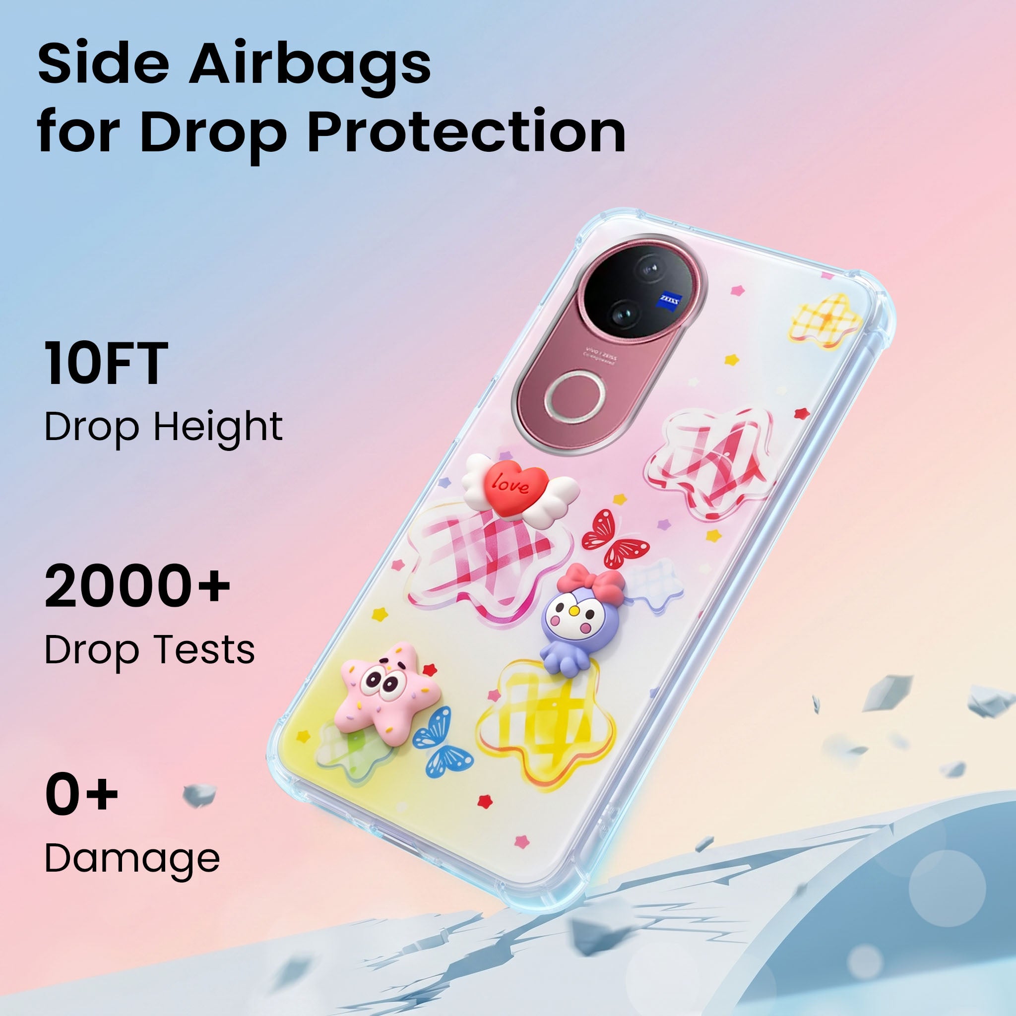 For Vivo V50 | Vivo V50e Back Cover Case (3D Cute Cartoons | Hard Back Side Soft | Matte Premium Finish | HD Printing)