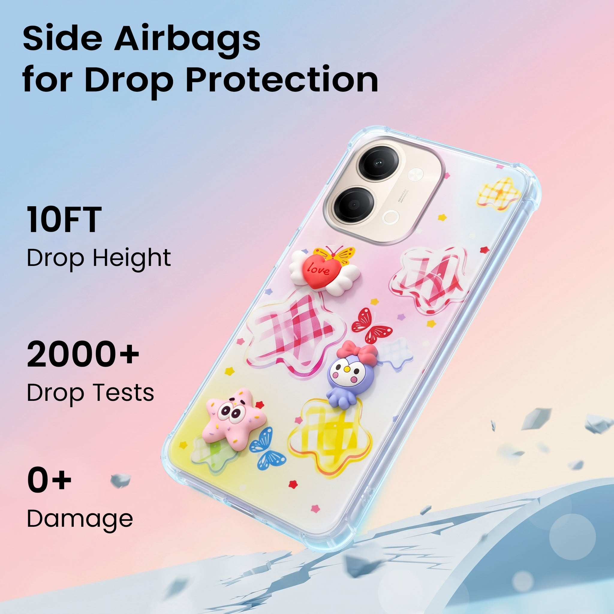 For Vivo Y05 4G Back Cover Case (3D Cute Cartoons | Hard Back Side Soft | Matte Premium Finish | HD Printing)