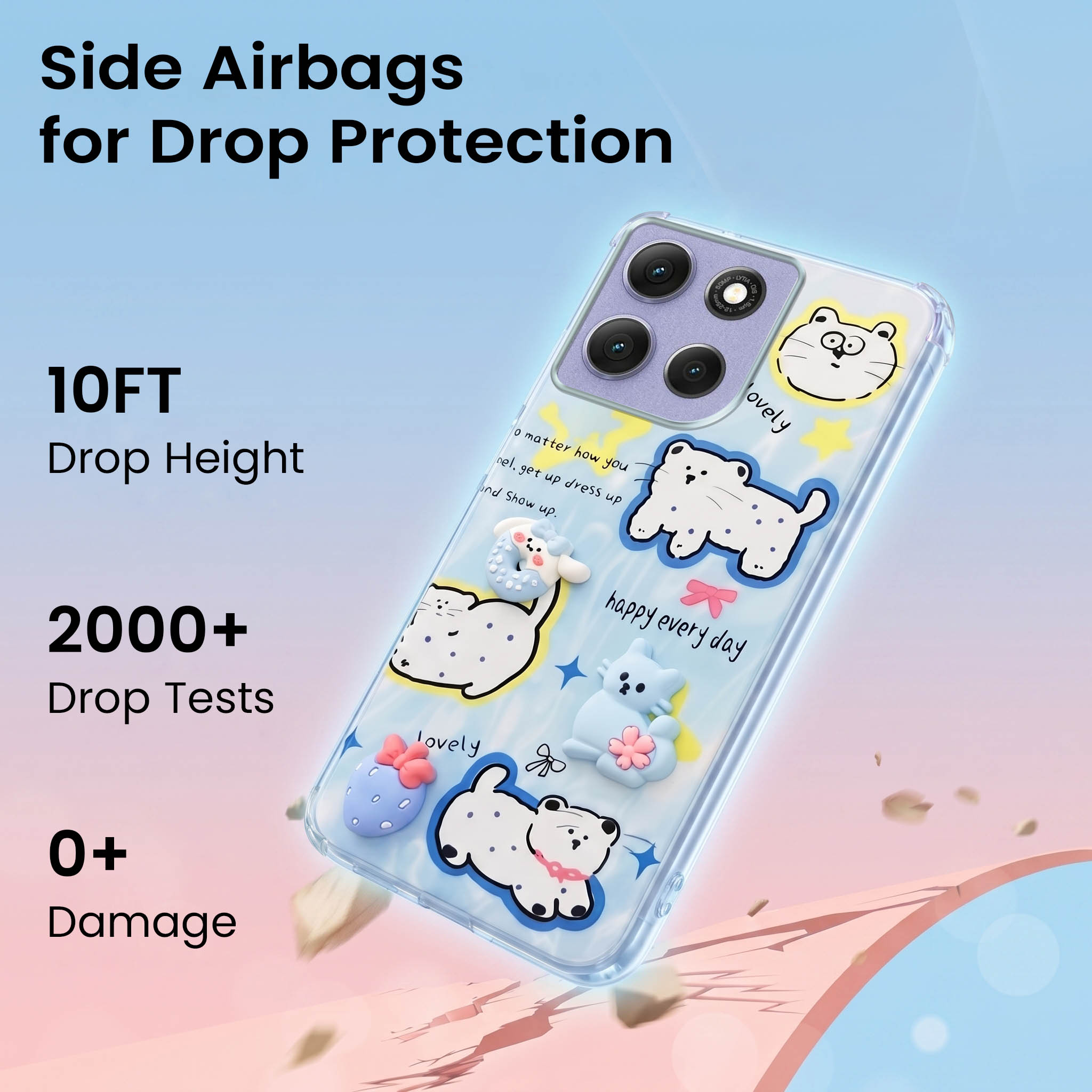 For Motorola Moto G86 Power Back Cover Case (3D Cute Cartoons | Hard Back Side Soft | Matte Premium Finish | HD Printing)