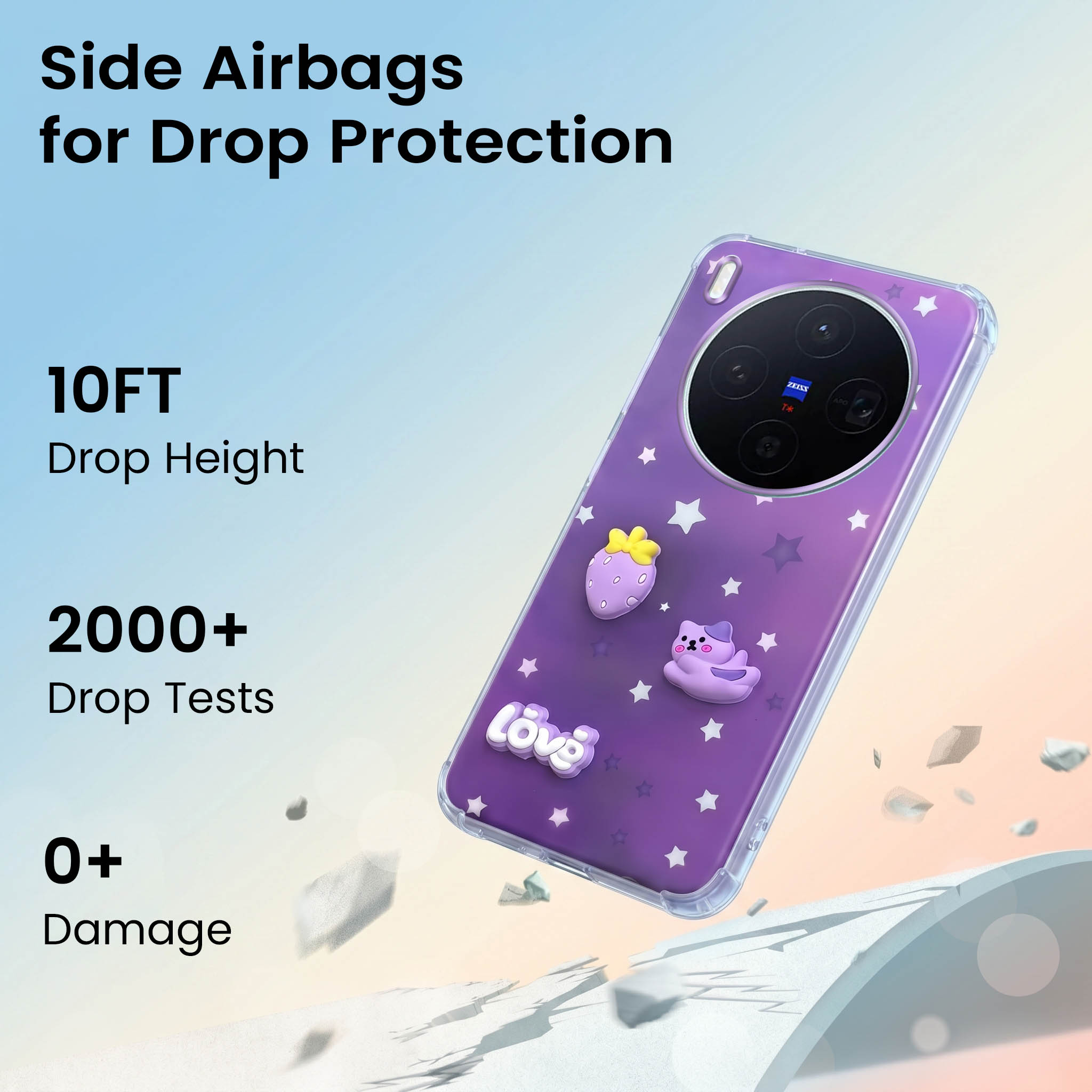 For Vivo X300 5G Back Cover Case (3D Cute Cartoons | Hard Back Side Soft | Matte Premium Finish | HD Printing)