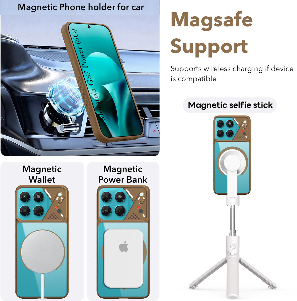 For Motorola Moto G37 Power Back Cover Case Lifetime Anti-Yellow Clear (Camera Protection | Side Grip | Wireless MagSafe Compatible)
