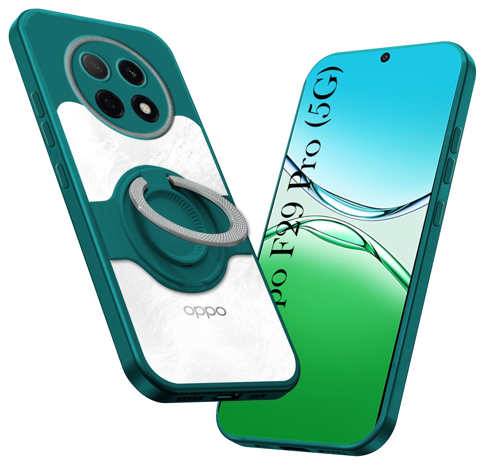 For Oppo F29 Pro Back Cover Case with stand (Built-in Ring Holder Kickstand | Lifetime Anti Yellow | Camera Protection)