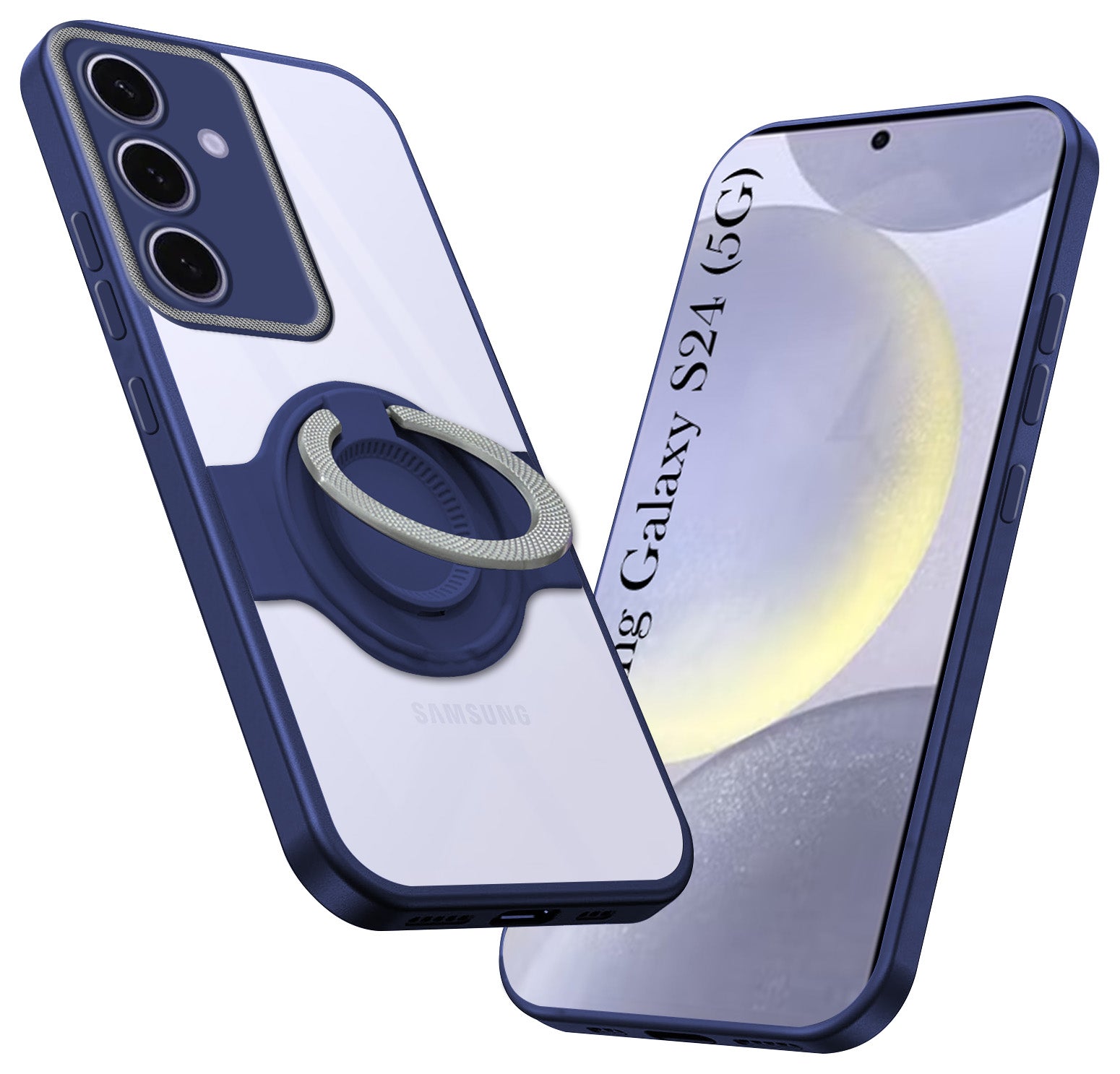For Samsung Galaxy S24 Back Cover Case with stand (Built-in Ring Holder Kickstand | Lifetime Anti Yellow | Camera Protection)