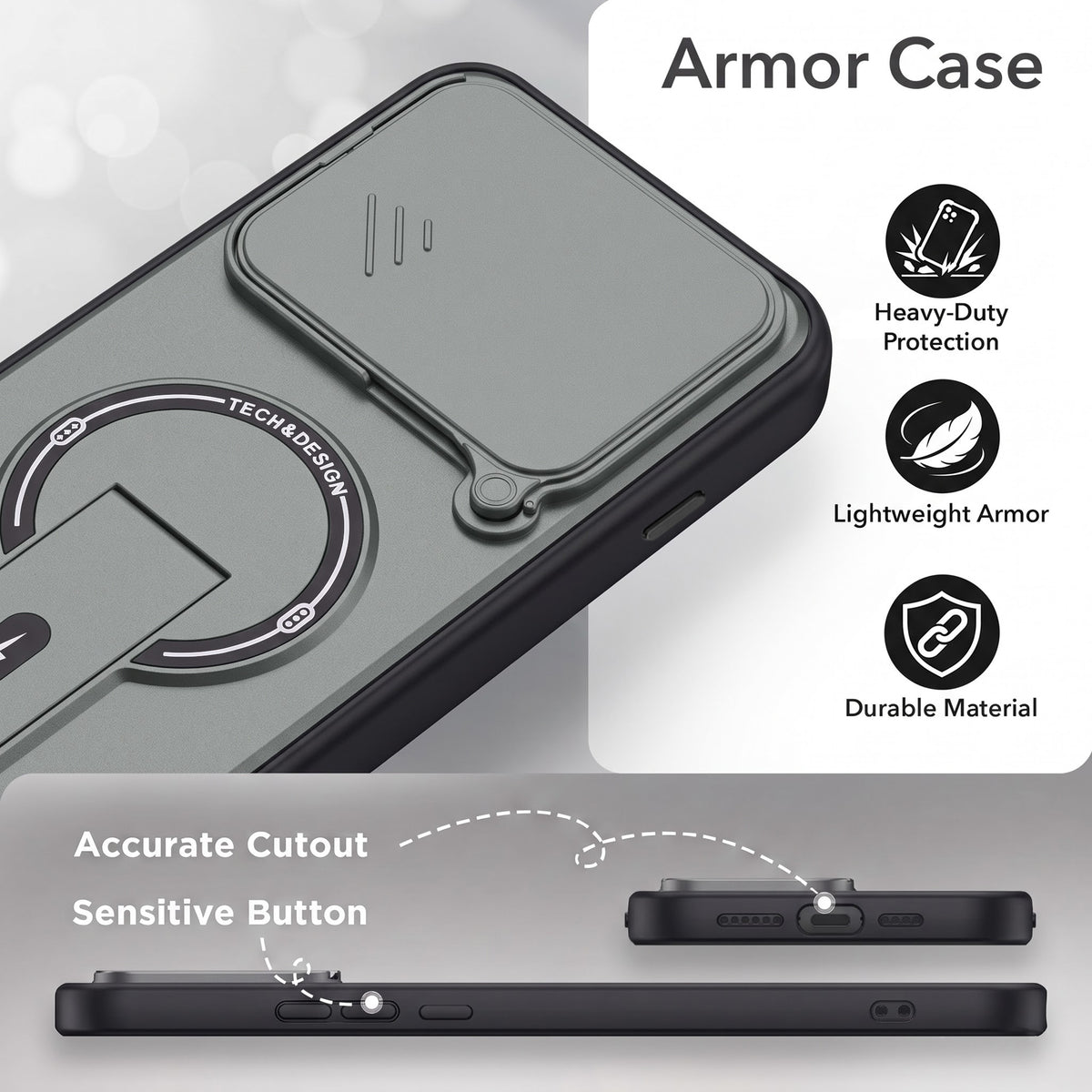 For Nothing Phone 4A Pro 5G Back Case Cover Metallic (Hybrid Armor Kickstand | Sliding Shutter Camera Protection | MagSafe Compatible)