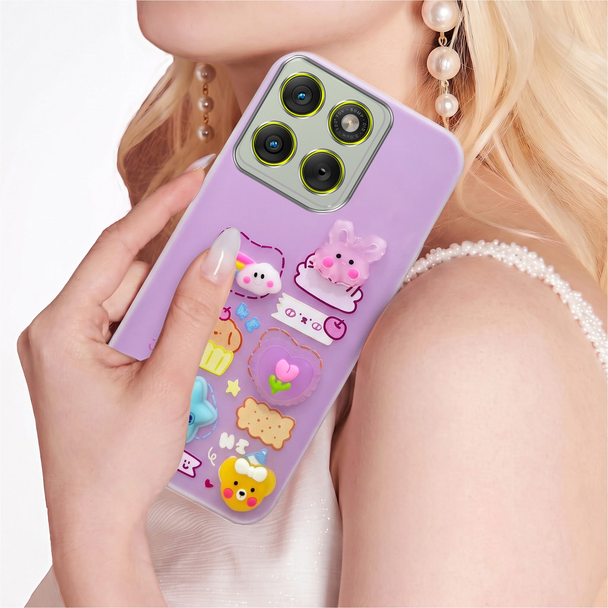 For Motorola Moto Edge 70 Back Cover Case (3D Cute Cartoons | Hard Back Side Soft | Matte Premium Finish | HD Printing)
