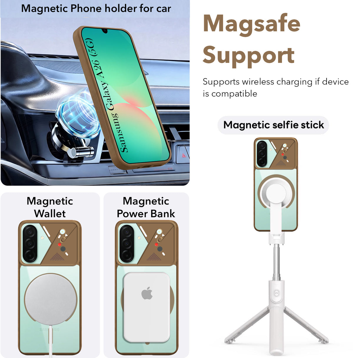 For Samsung Galaxy A26 5G Back Cover Case Lifetime Anti-Yellow Clear (Camera Protection | Side Grip | Wireless MagSafe Compatible)